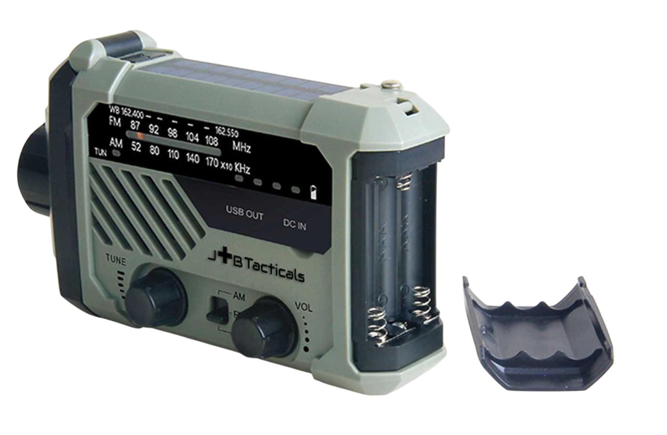 JB Tacticals JB-02 kézi hajtású rádiós zseblámpa powerbank funkcióval - Green