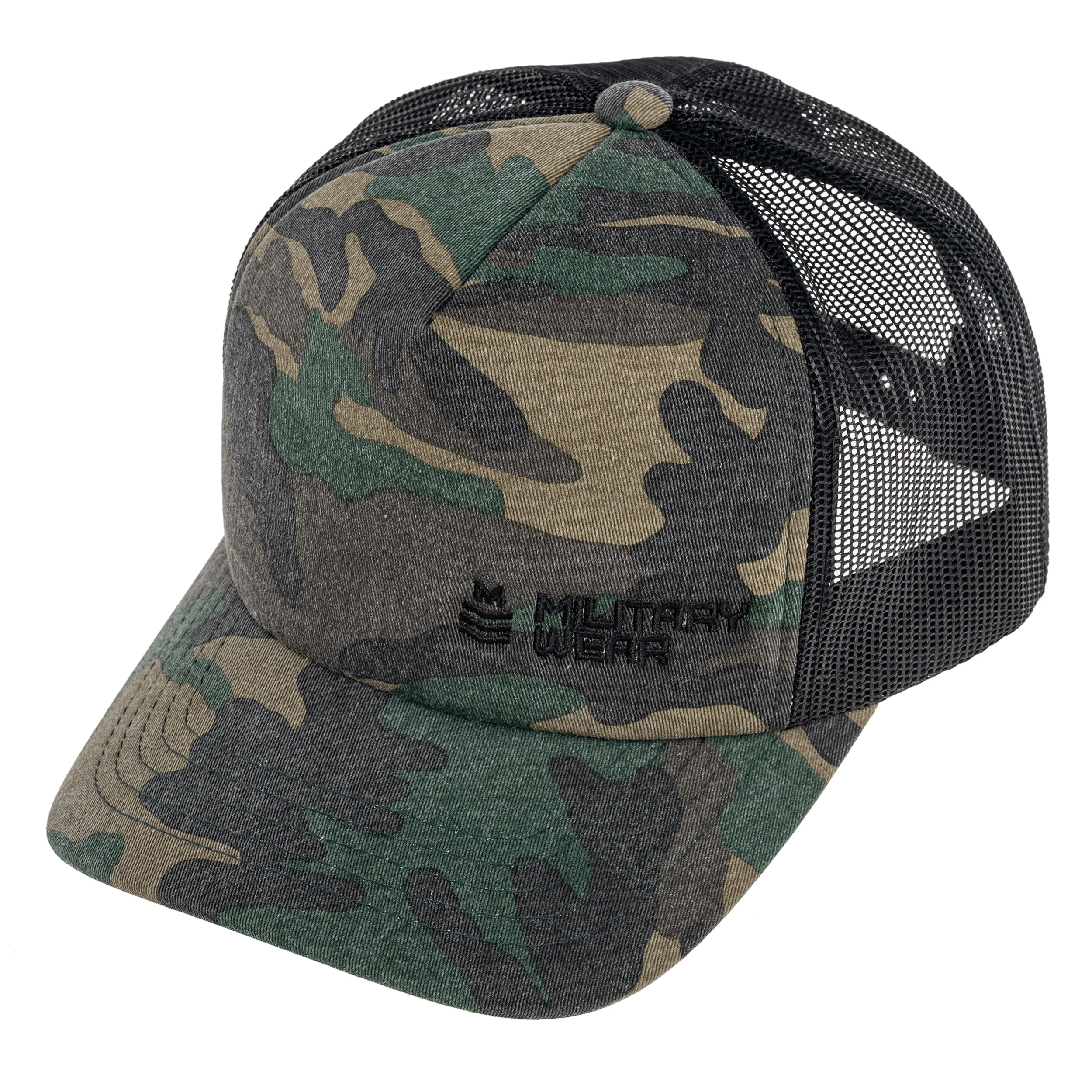 Military Wear Trucker Cap baseball sapka - Woodland/Black