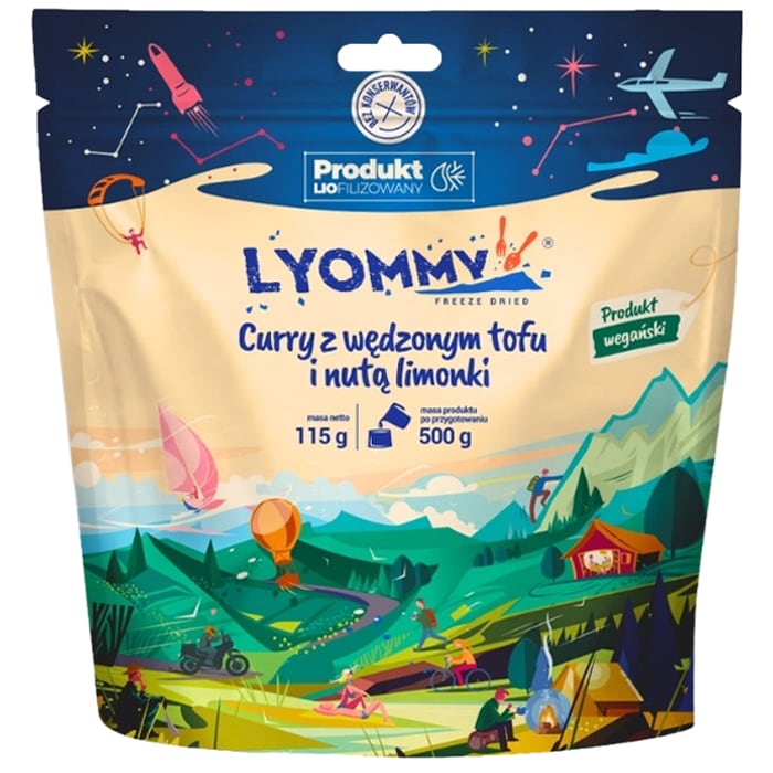 Lyommy Curry fagyasztva szárított étel füstölt tofuval, lime-os aromával 115 g/527 kcal