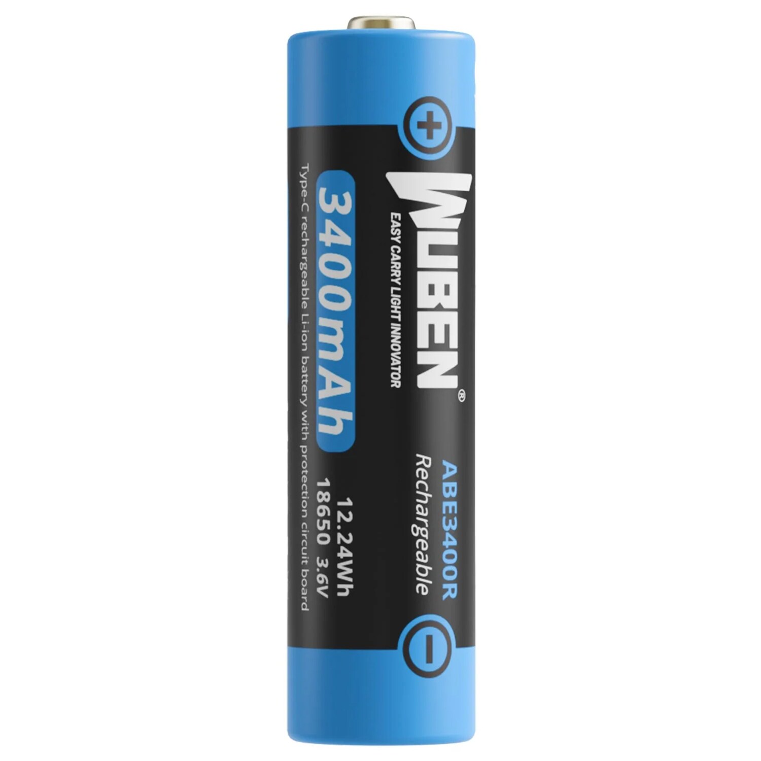 3,6V Wuben ABE Rechargeable Type-C 18650 3400 mAh akkumulátor