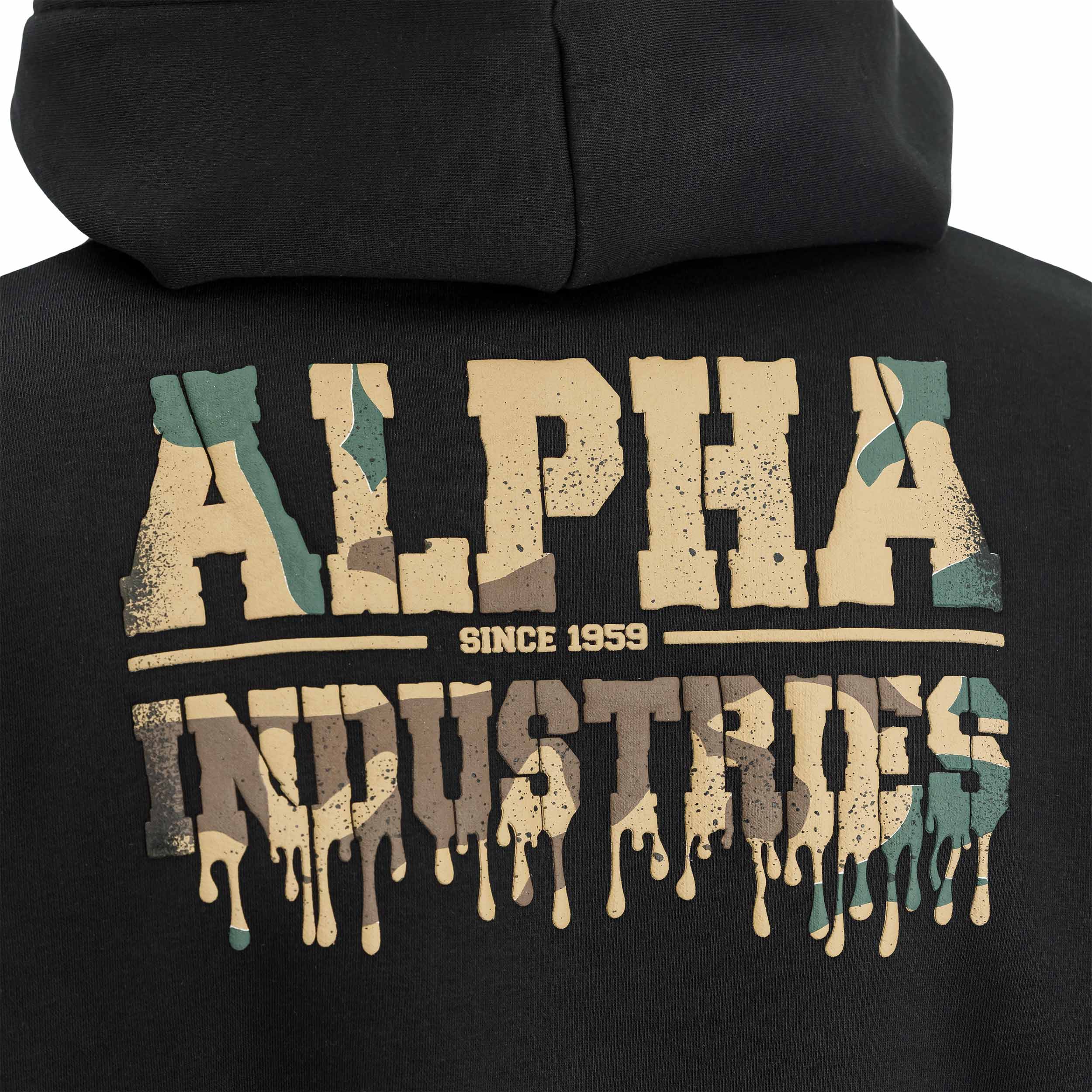 Alpha Industries Dripping Camo Print pulóver - Black