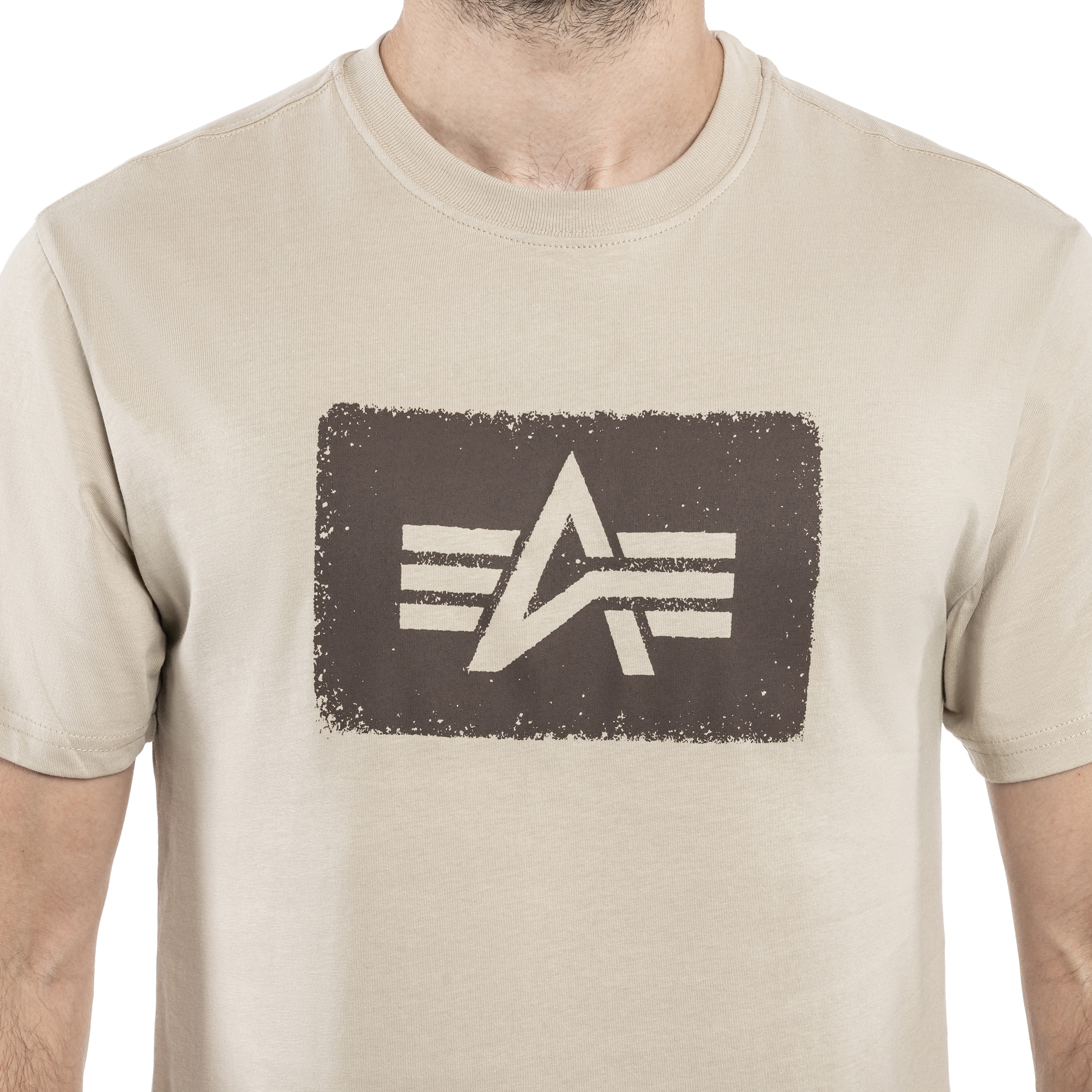 Alpha Industries Washed Out Logo T-shirt póló - Organic Beige