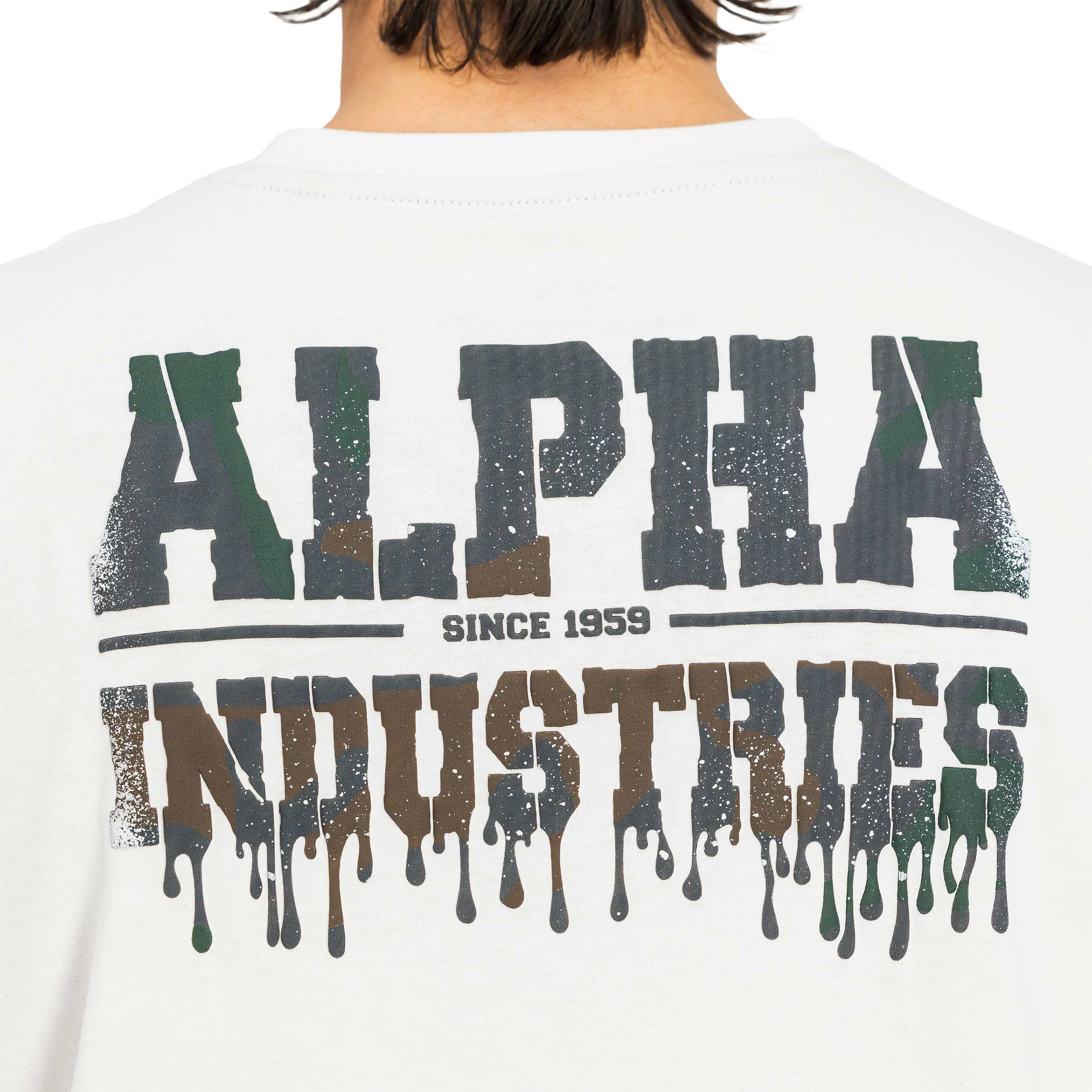 Alpha Dripping Camo Backprint T-shirt póló - White
