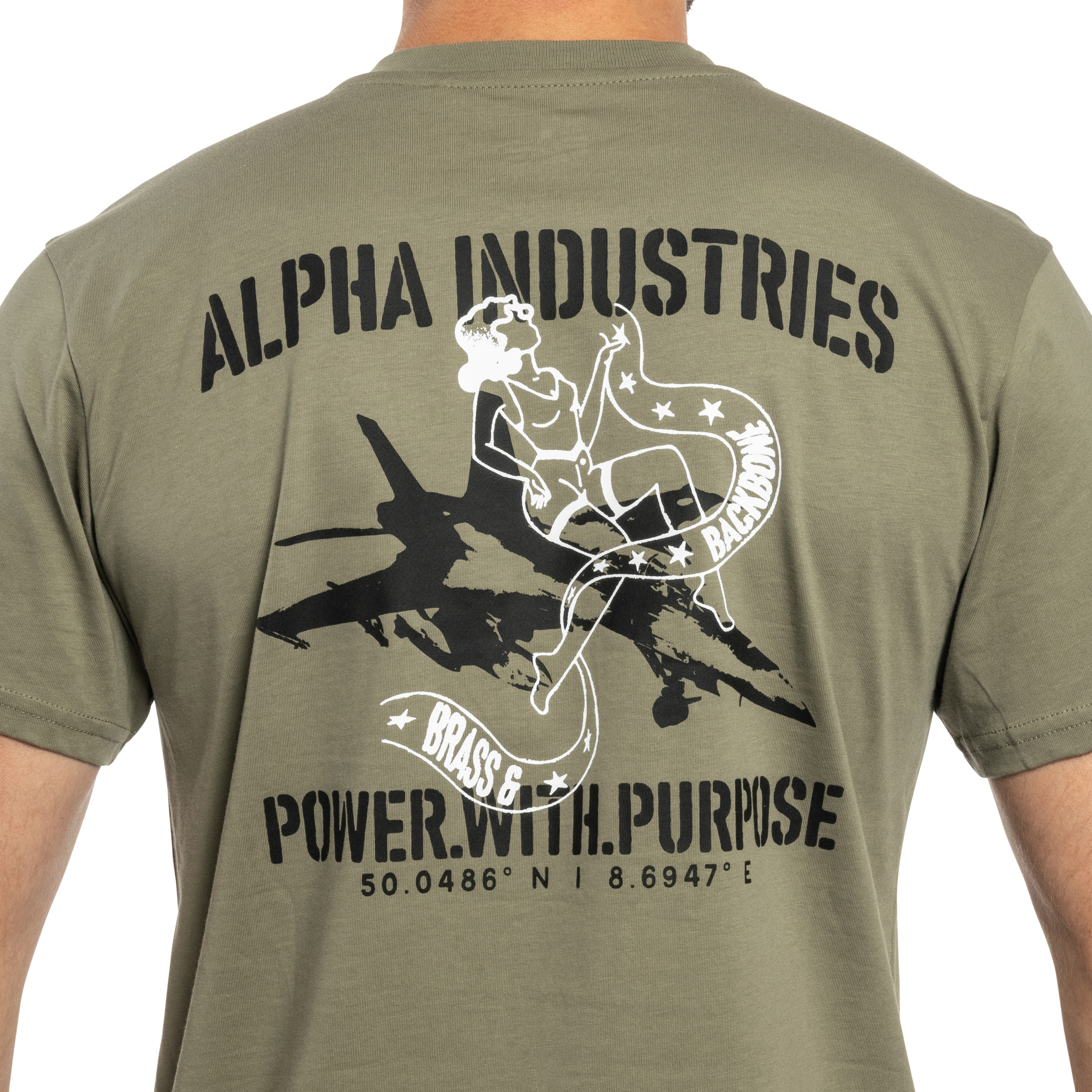 Alpha Industries Noseart Backprint T-shirt póló - Olive