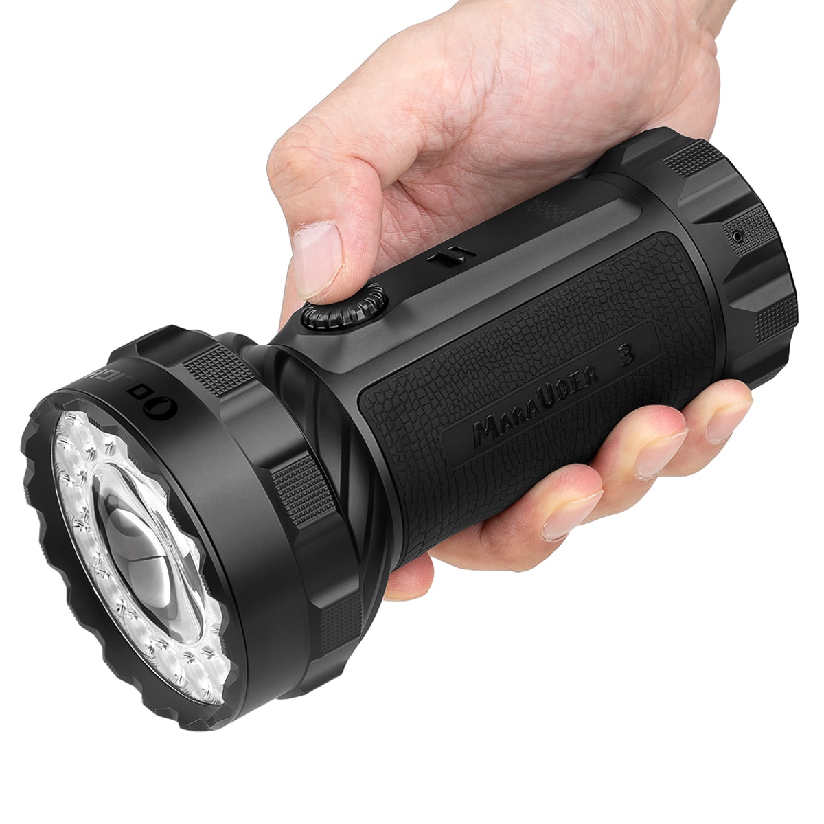 Olight Marauder 3 újratölthető zseblámpa Cool White powerbank funkcióval 25000 lumen, hatótáv 1050 m - Black