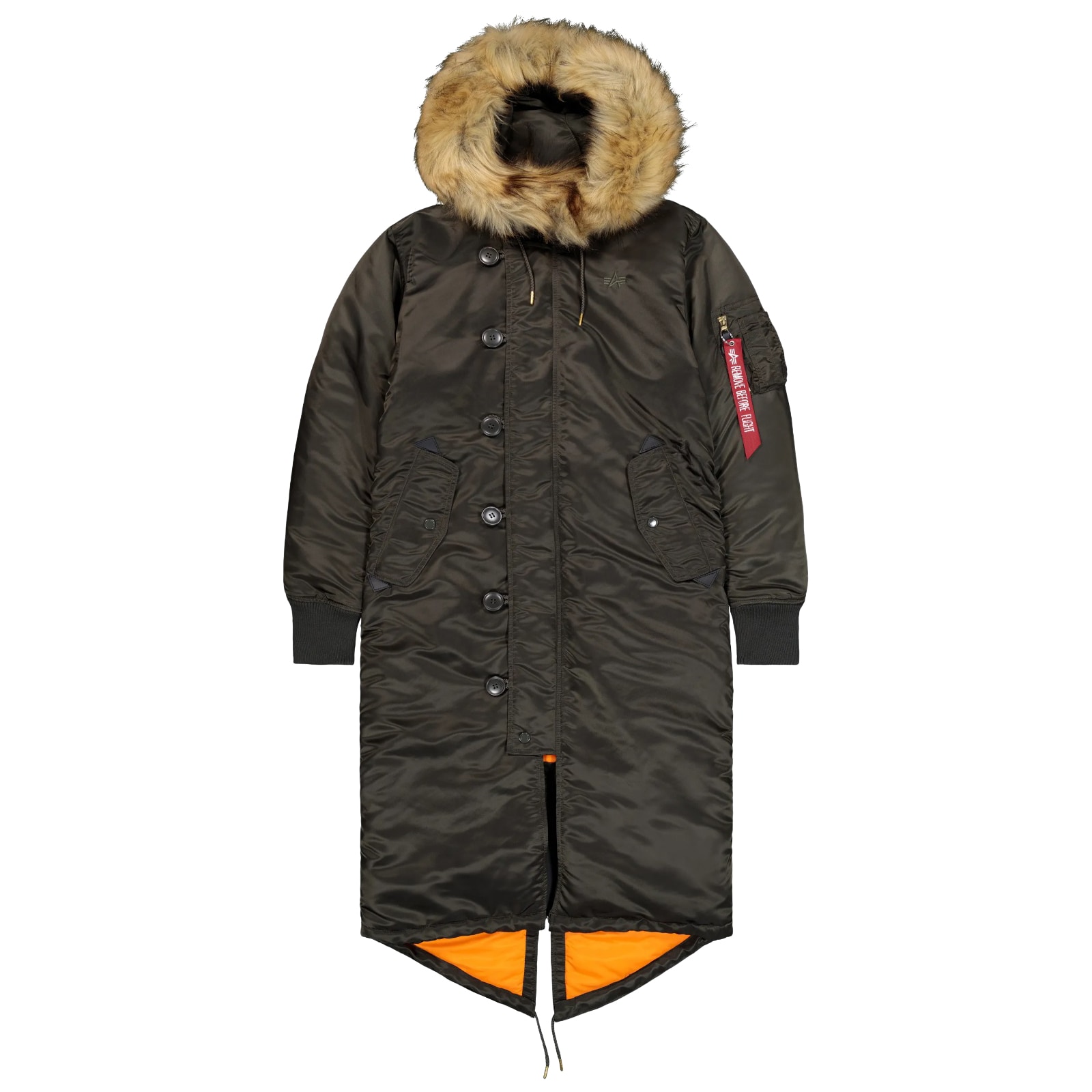 Alpha Industries Long Fishtail női kabát - Black/Olive
