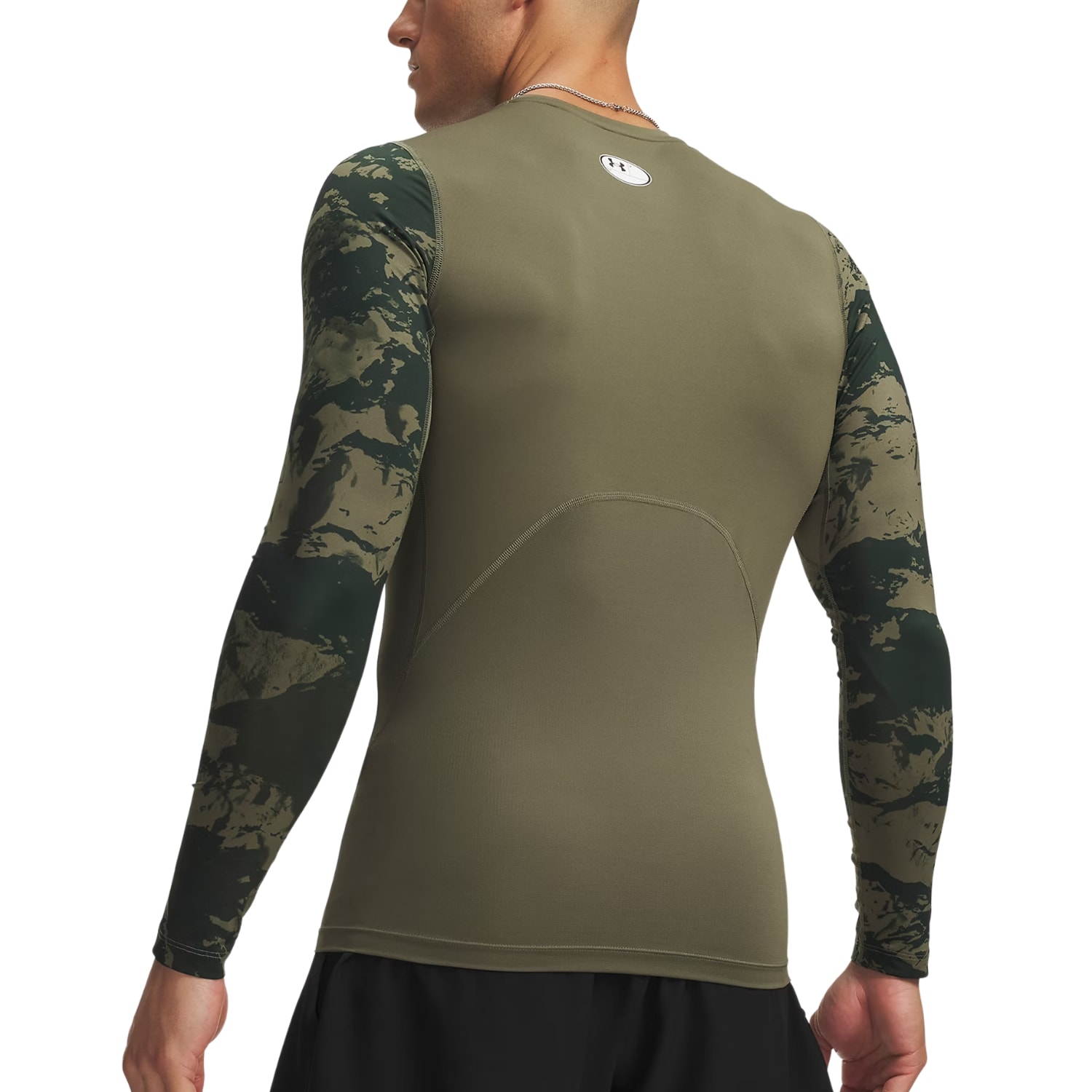 Under Armour HeatGear Compression Colorblock termoaktív póló - Marine OD Green/White