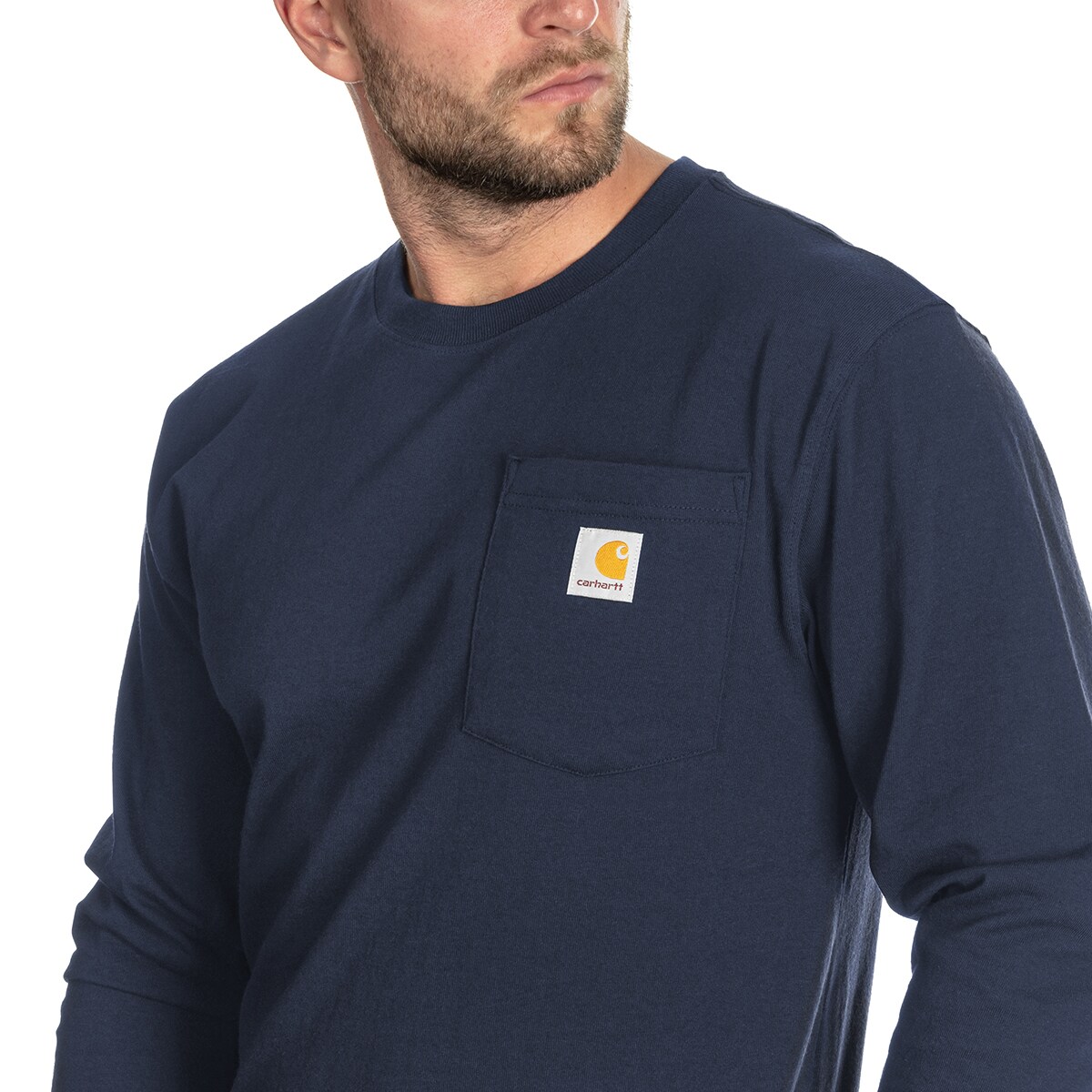 Carhartt Heavyweight Longsleeve Pocket hosszú ujjú póló - Navy
