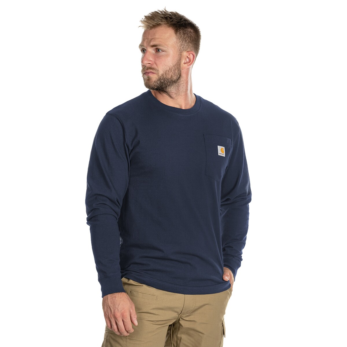 Carhartt Heavyweight Longsleeve Pocket hosszú ujjú póló - Navy