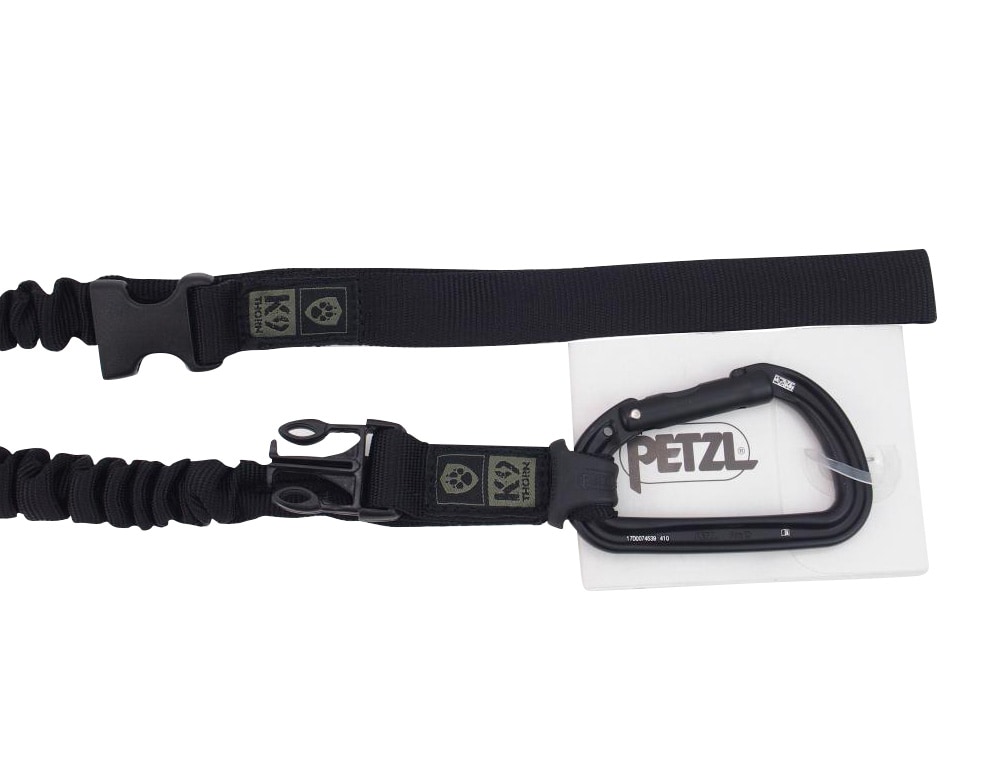 K9 Thorn Petzl póráz lengéscsillapítóval Fekete - 150 cm
