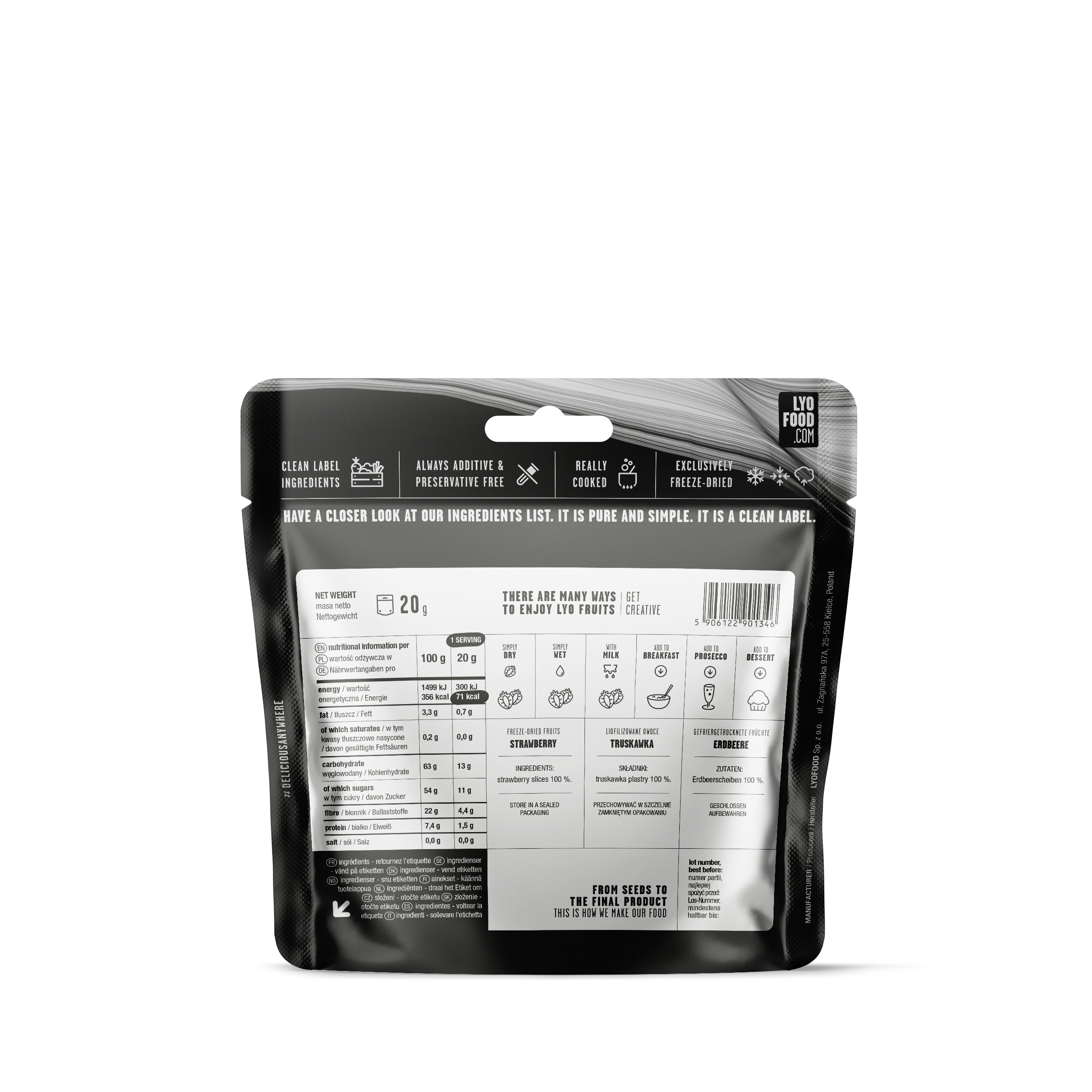 LYOFOOD fagysztva szárított étel - Eper 20 g