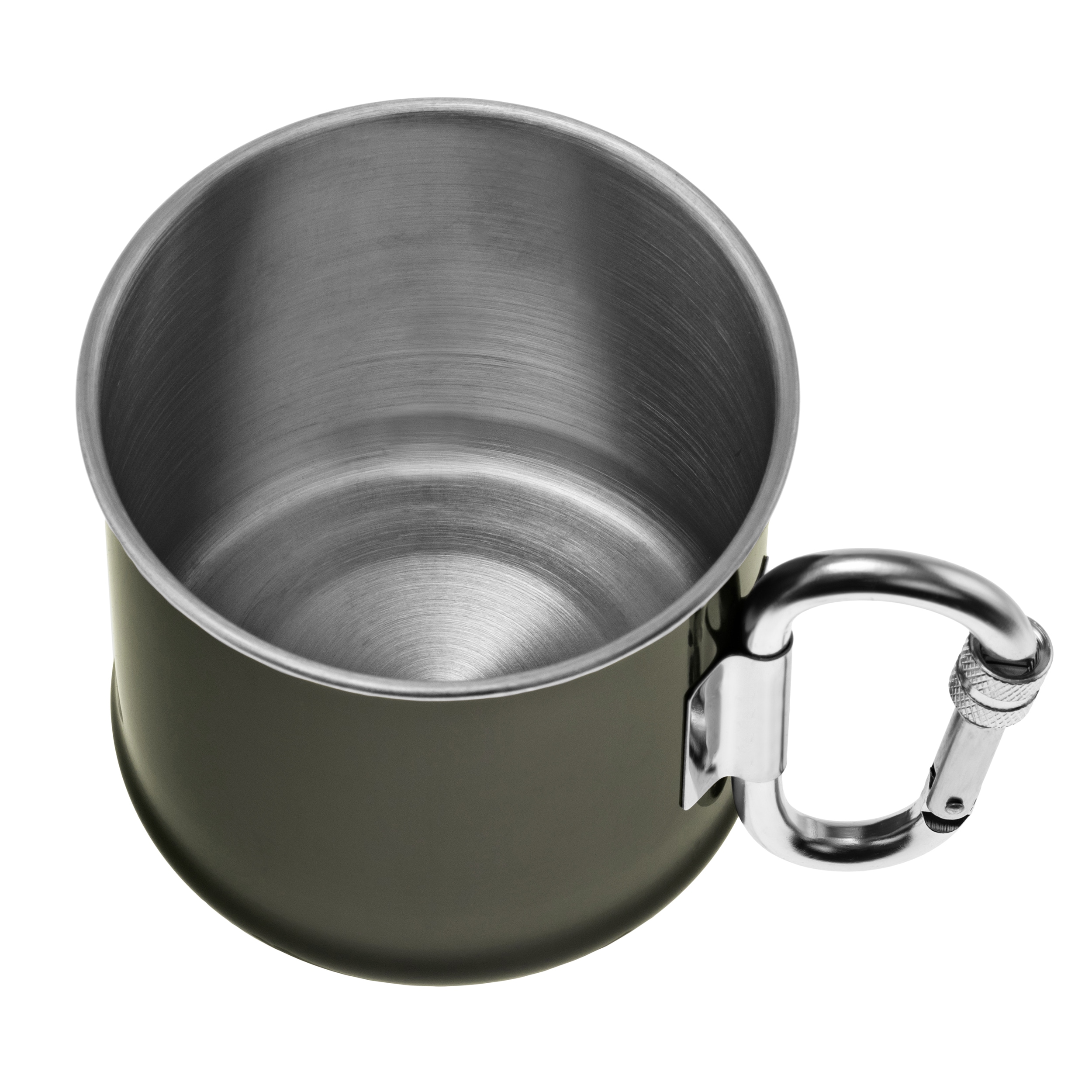 Mil-Tec acél bögre karabinerrel 500 ml - Olive