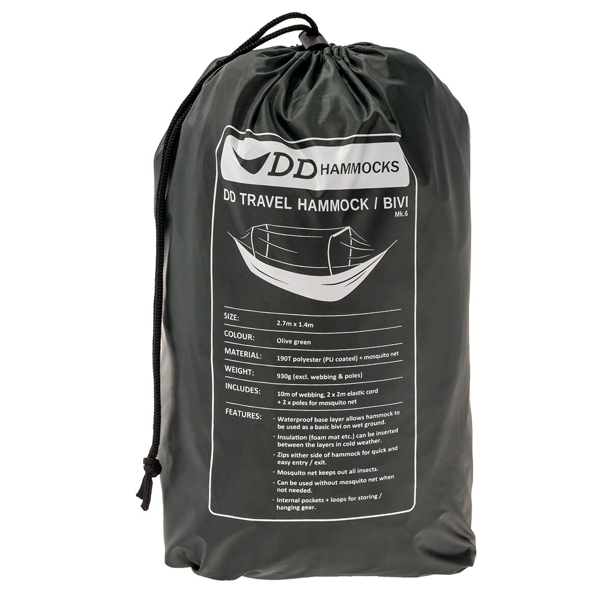 DD Hammocks Travel Bivi vízálló függőágy - Olive