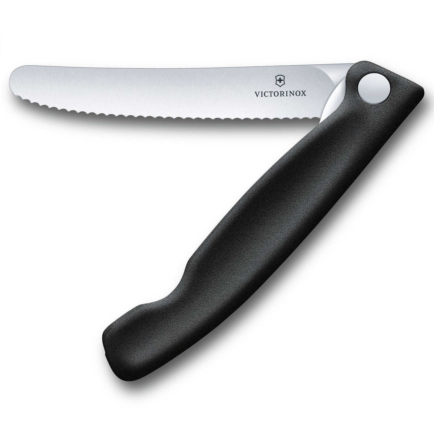 Victorinox összecsukható konyhai kés Black - fogazott, lekerekített heggyel