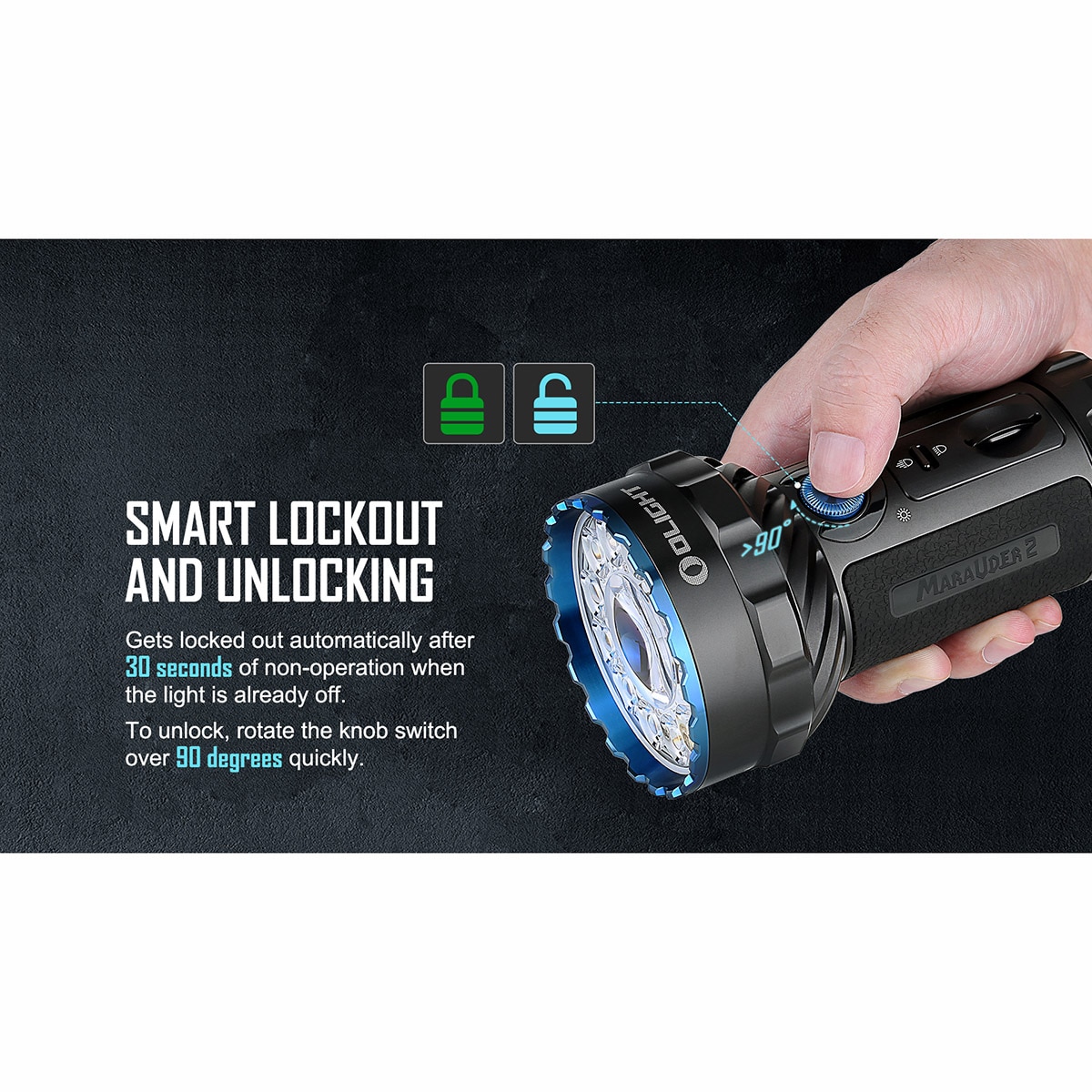 Olight Marauder 2 Cool White újratölthető zseblámpa - 14000 lumen, hatótávolság 800 m