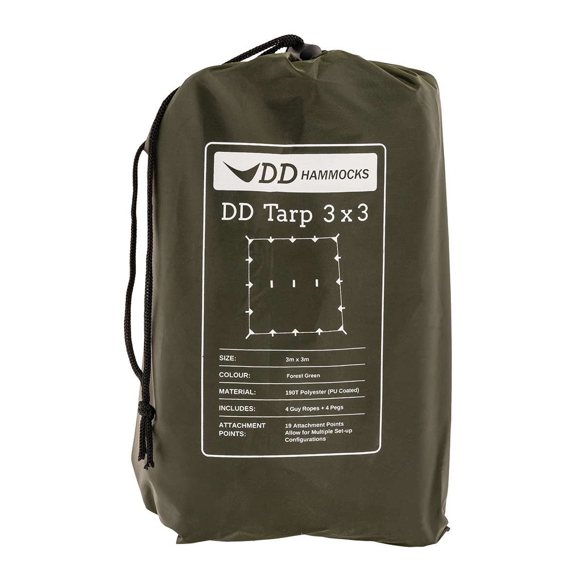 DD Hammocks Tarp túraponyva 3x3 Limited Edition - forest green