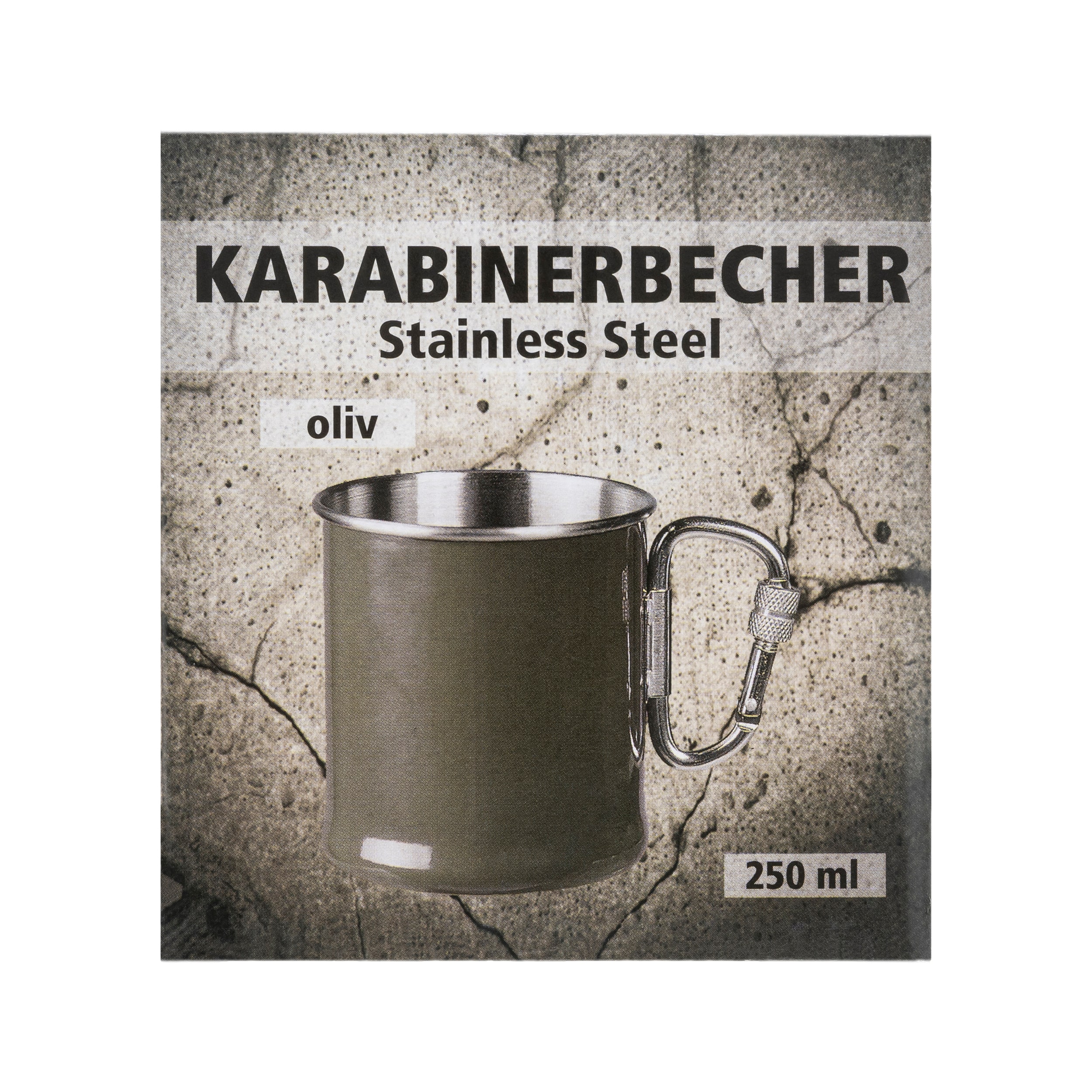 Mil-Tec acél bögre karabinerrel 250 ml - Olive