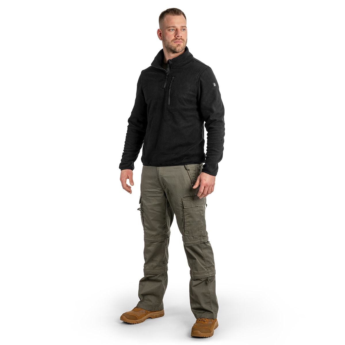 Brandit Fleece Troyer polár pulóver - Black