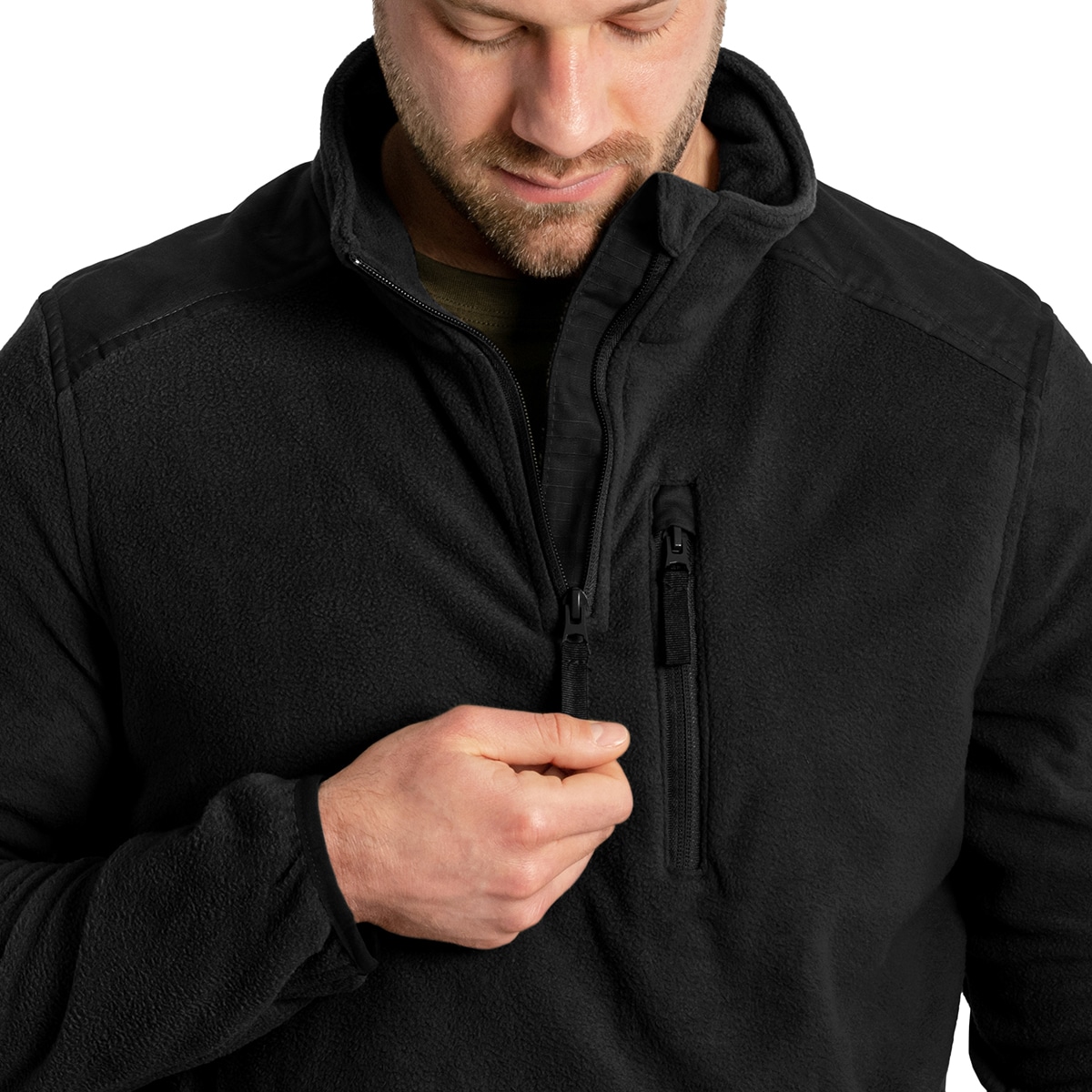 Brandit Fleece Troyer Ripstop polár pulóver - Black