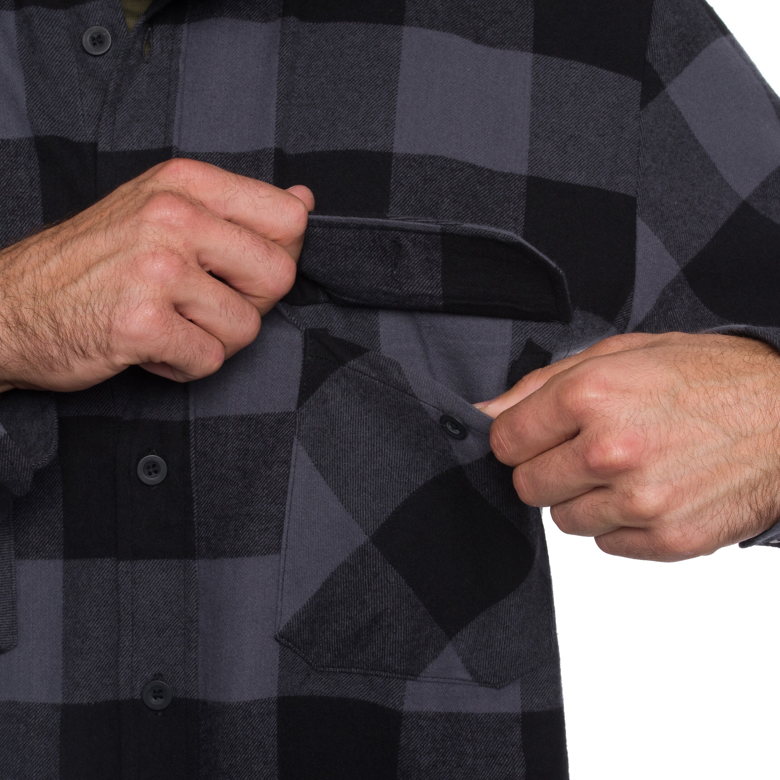 Mil-Tec Flannel Shirt Light Longsleeve ing - Black/Gray