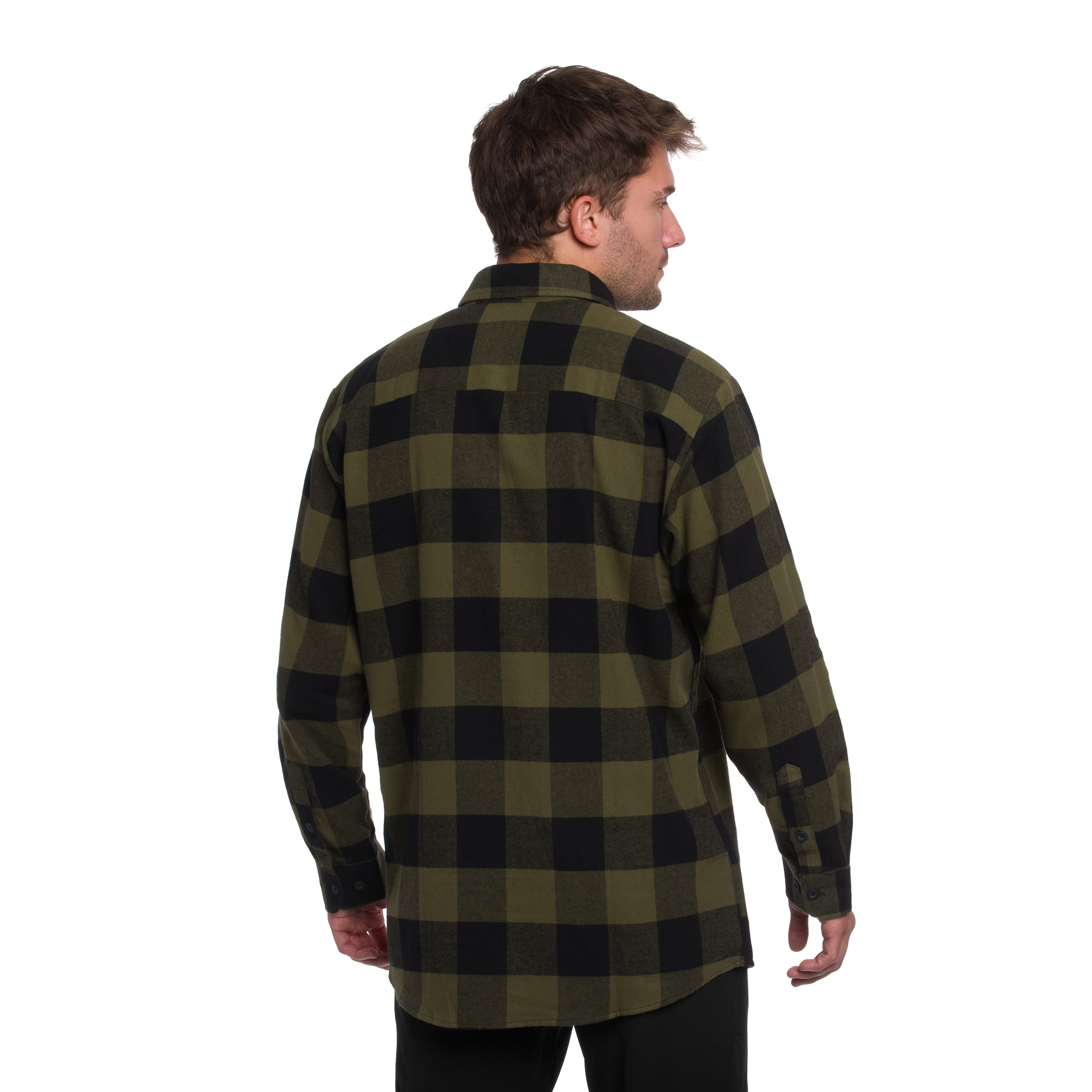 Mil-Tec Flannel Shirt Light Longsleeve ing - Black/Olive