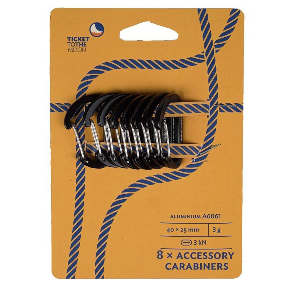 Ticket to the Moon alumínium karabiner - Black - 8 db