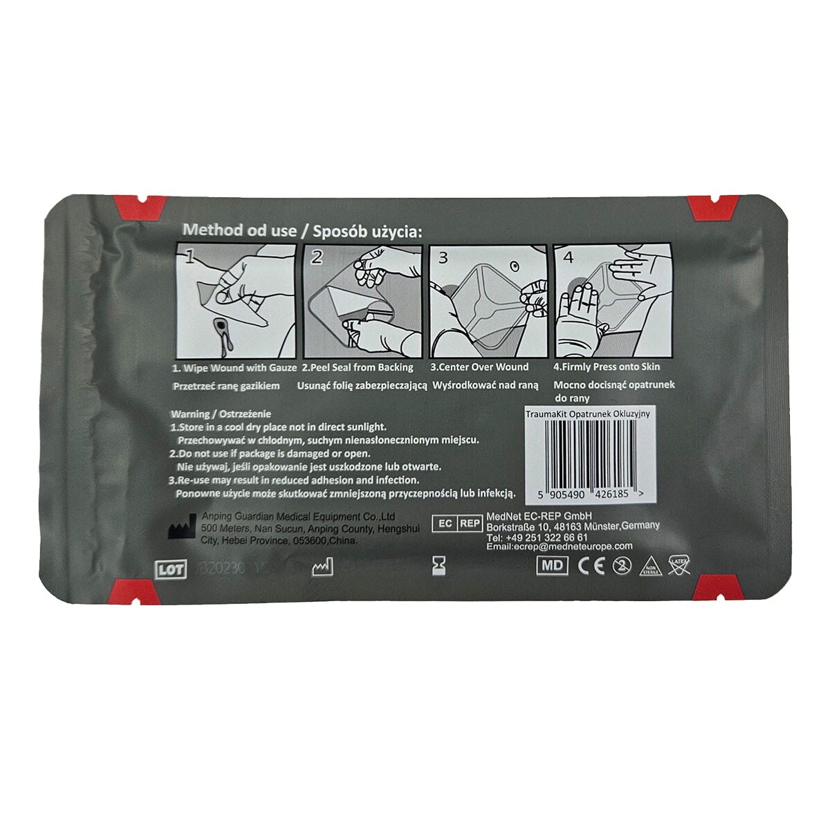 AedMax Trauma Kit Chest Seal Vented légátéresztő kötszer