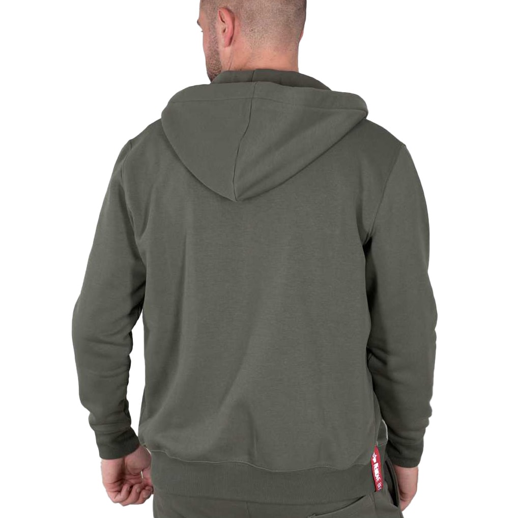 Alpha Industries Basic Zip Hoody Small Logo pulóver - Dark Olive