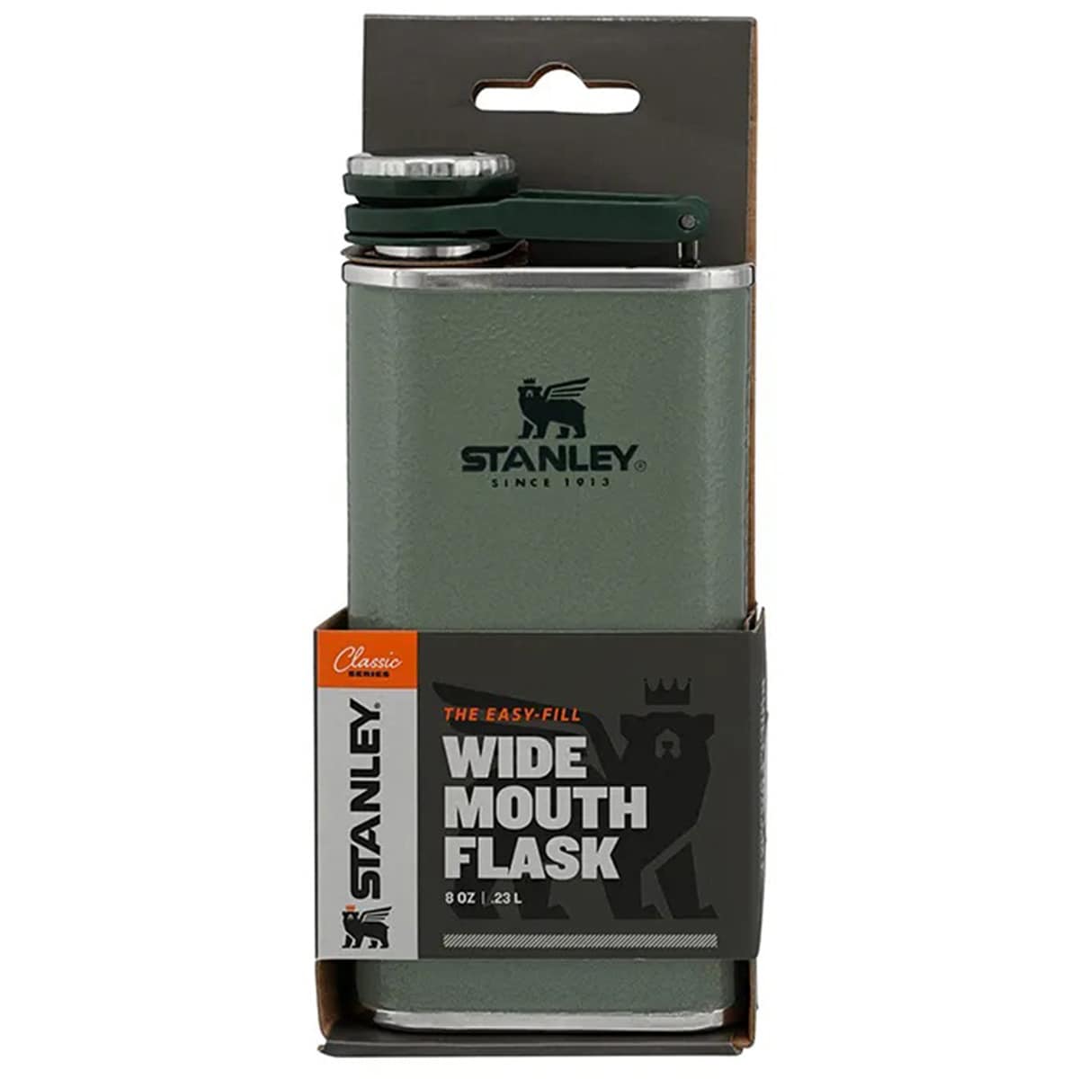 Stanley Classic Easy Fill Wide Mouth Flask lapos zsebben hordható palack 230 ml - Hammertone Green
