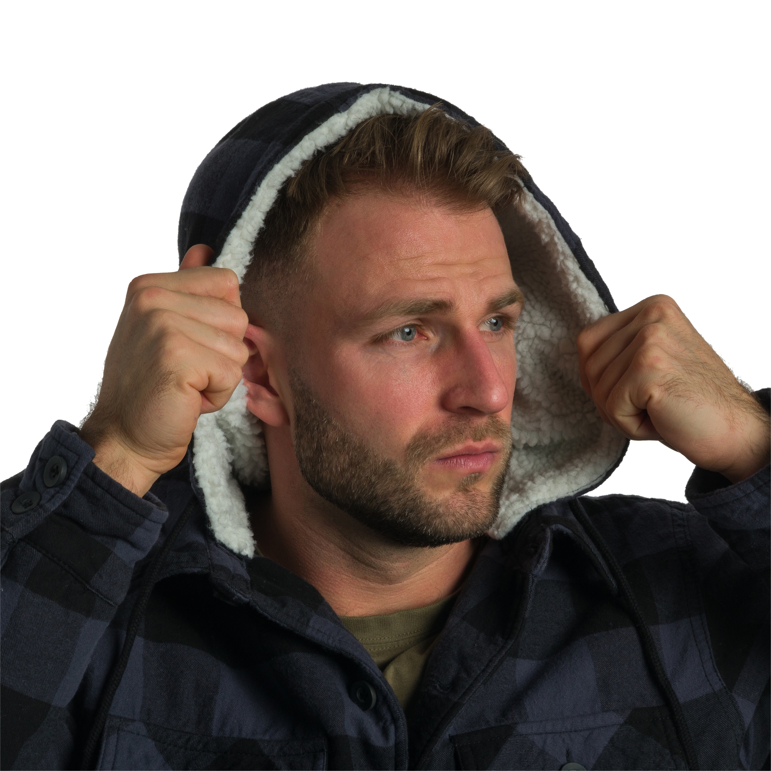 Brandit Lumberjacket Hooded kabát - Black/Grey Gringham