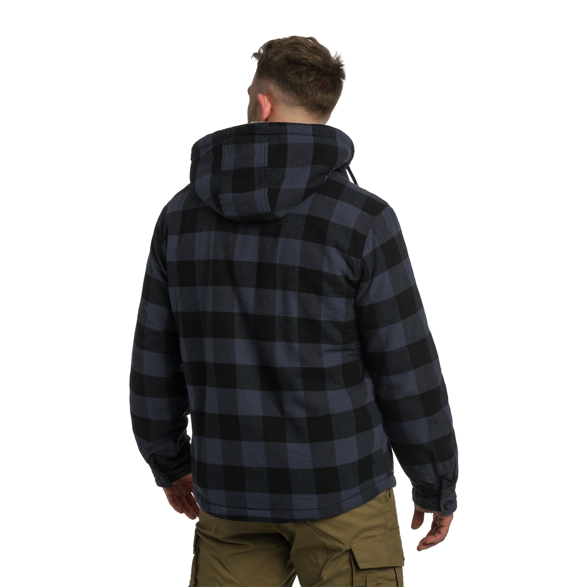 Brandit Lumberjacket Hooded kabát - Black/Grey Gringham