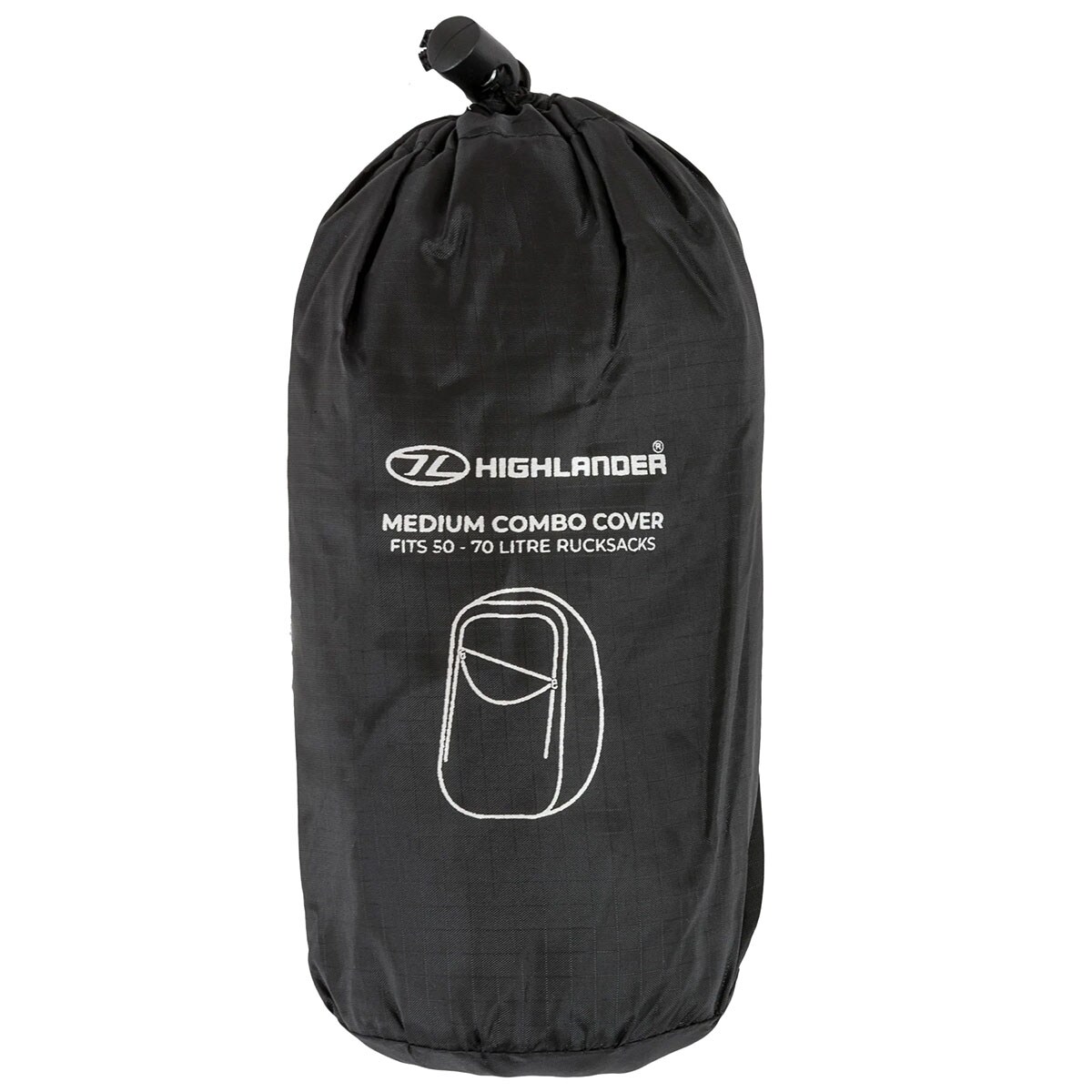 Highlander Outdoor Medium Combo Rain Cover hátizsákhoz való védőhuzat 50-70 l - Black