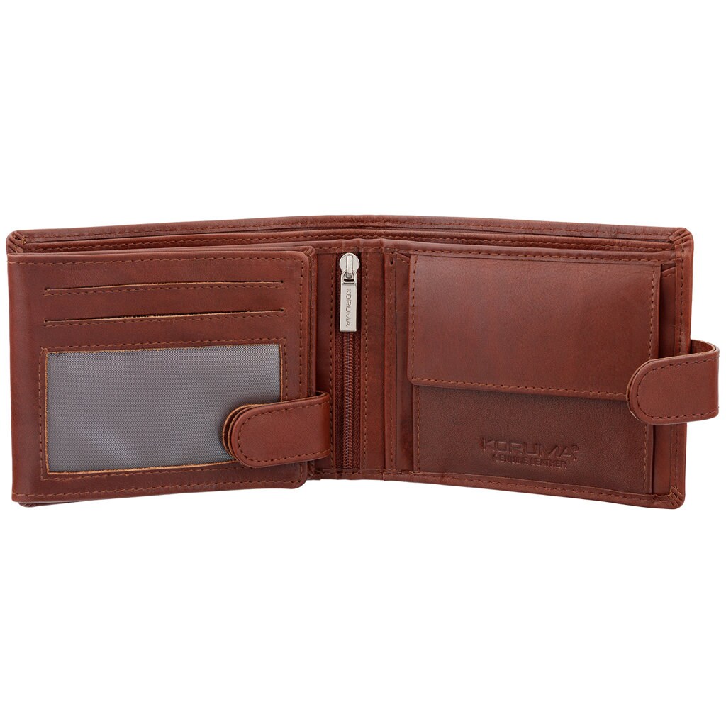 Koruma Smart RFID Block Leather Wallet - Brown