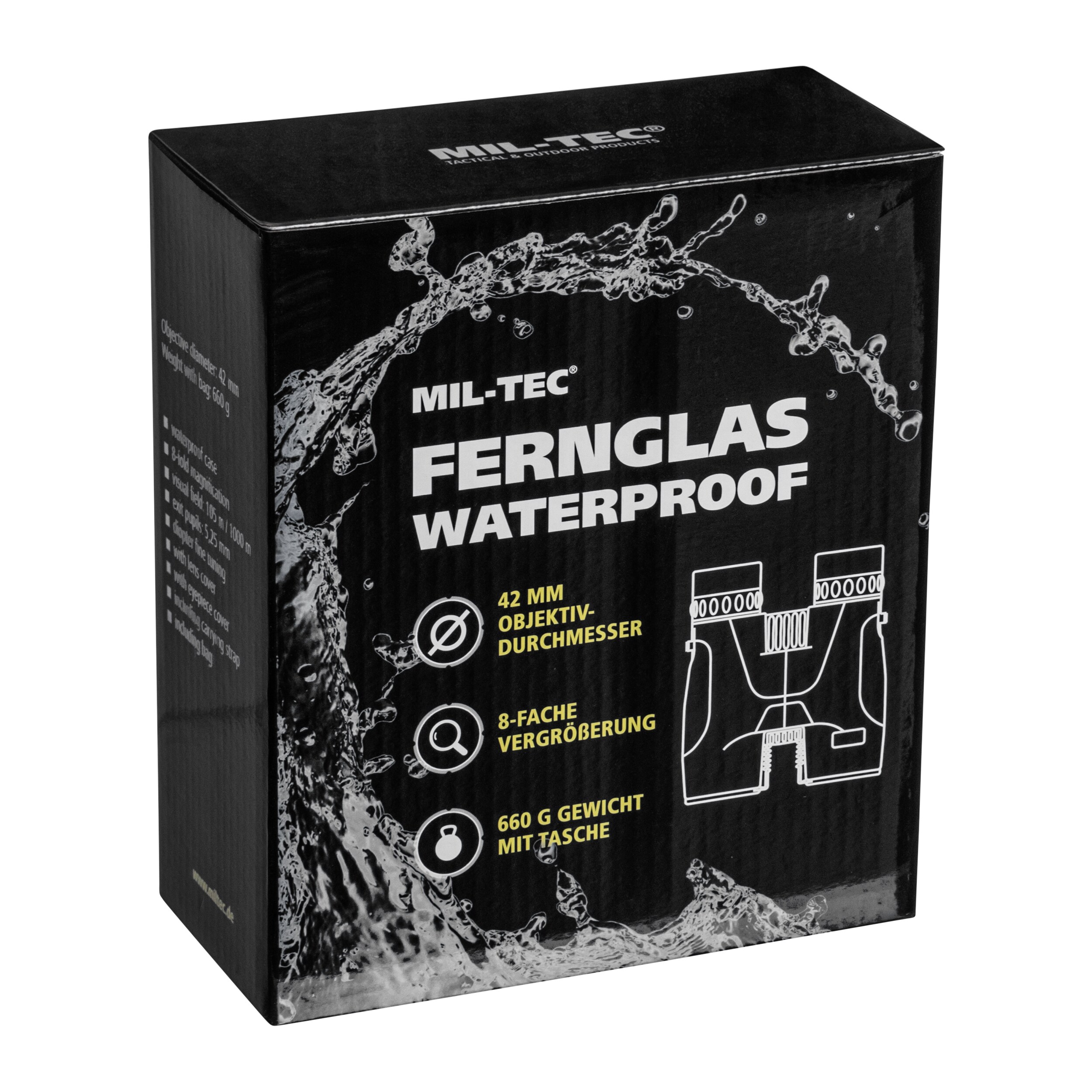 Mil-Tec 8x42 Waterproof Binocular - Black