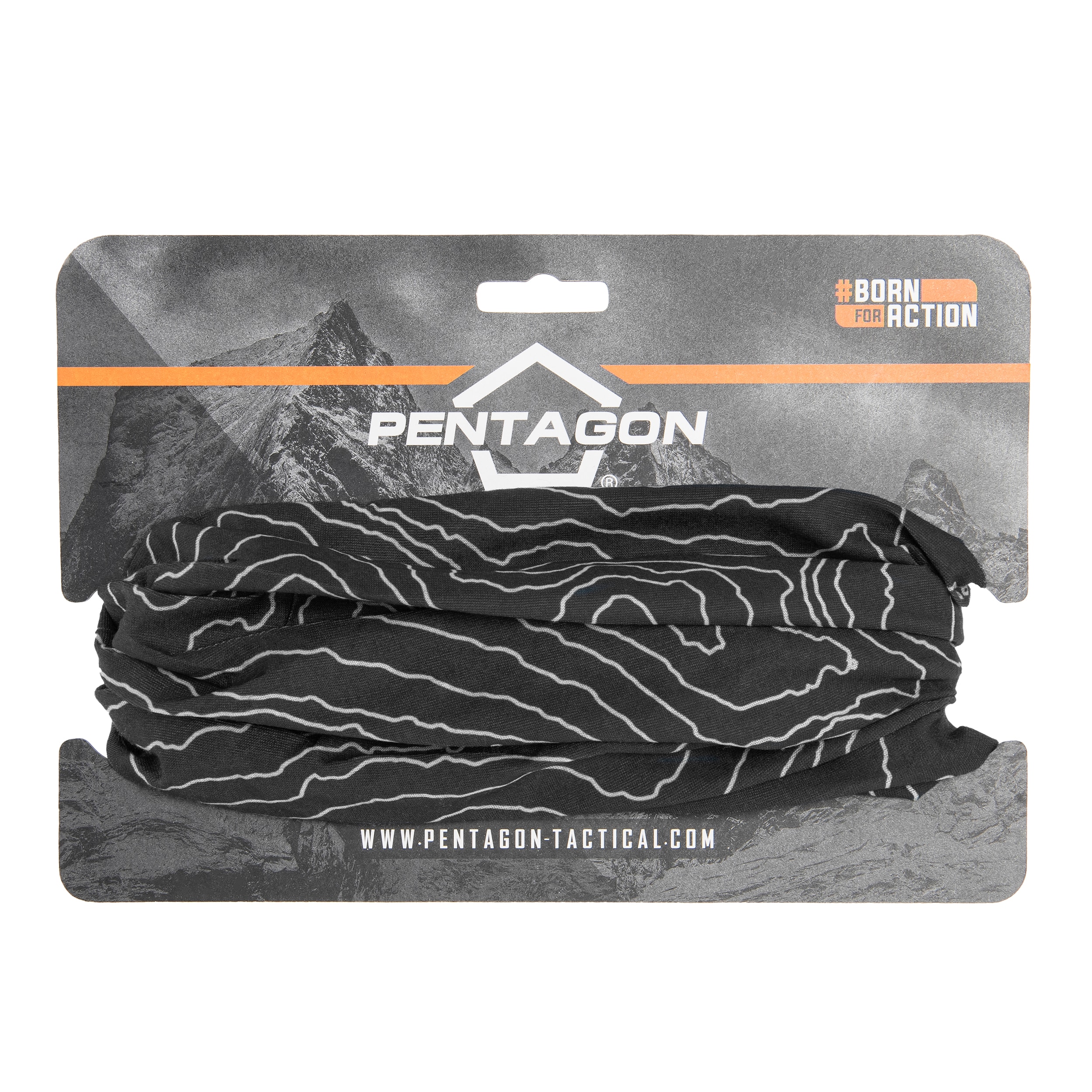 Pentagon Skiron Topographic Map Protective Scarf Black
