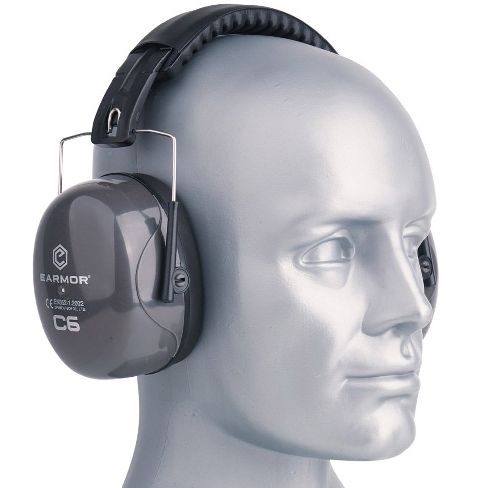 Earmor C6 28 NRR Passive Hearing Protectors - Gray