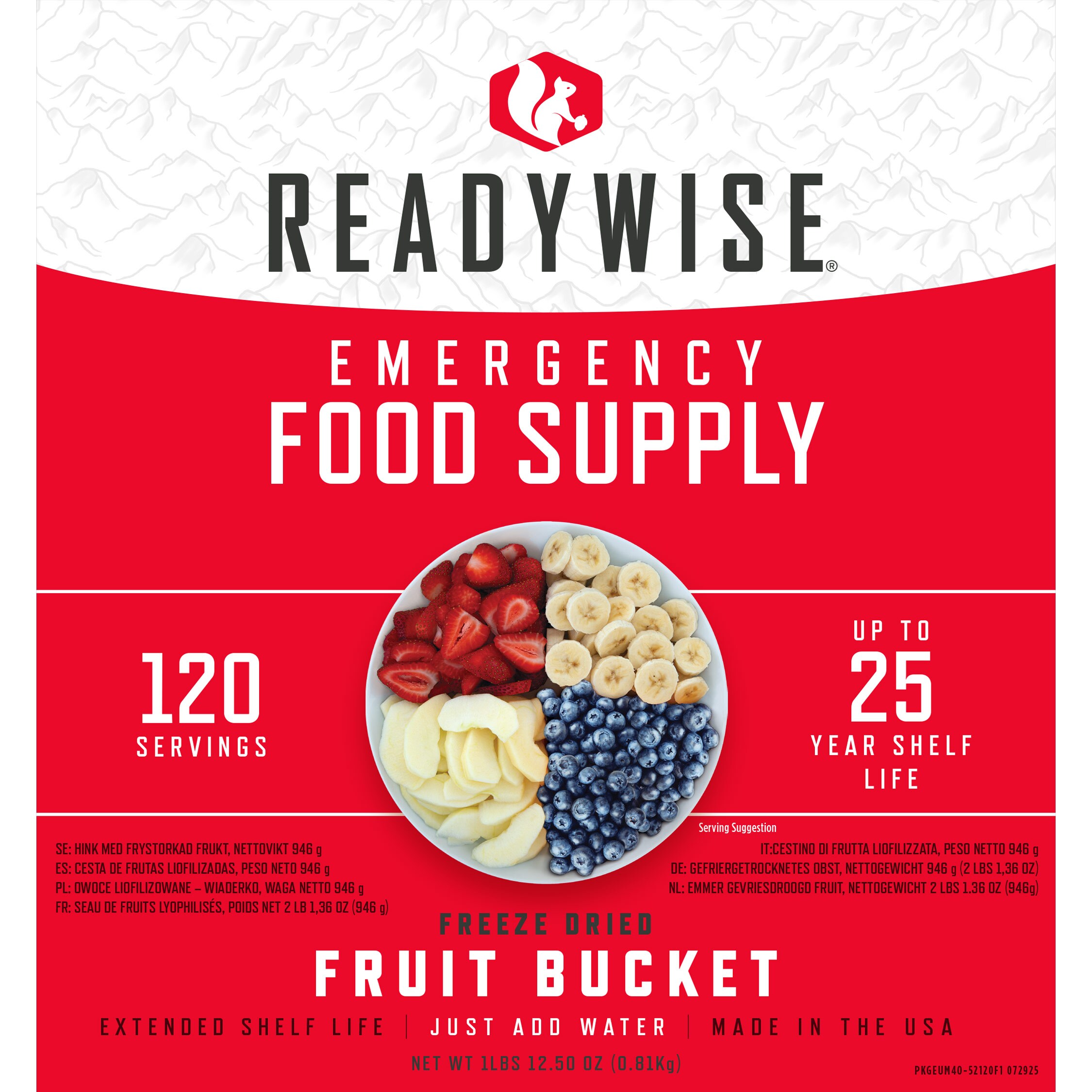 ReadyWise freeze-dried food food pack - 120 portions of fruit