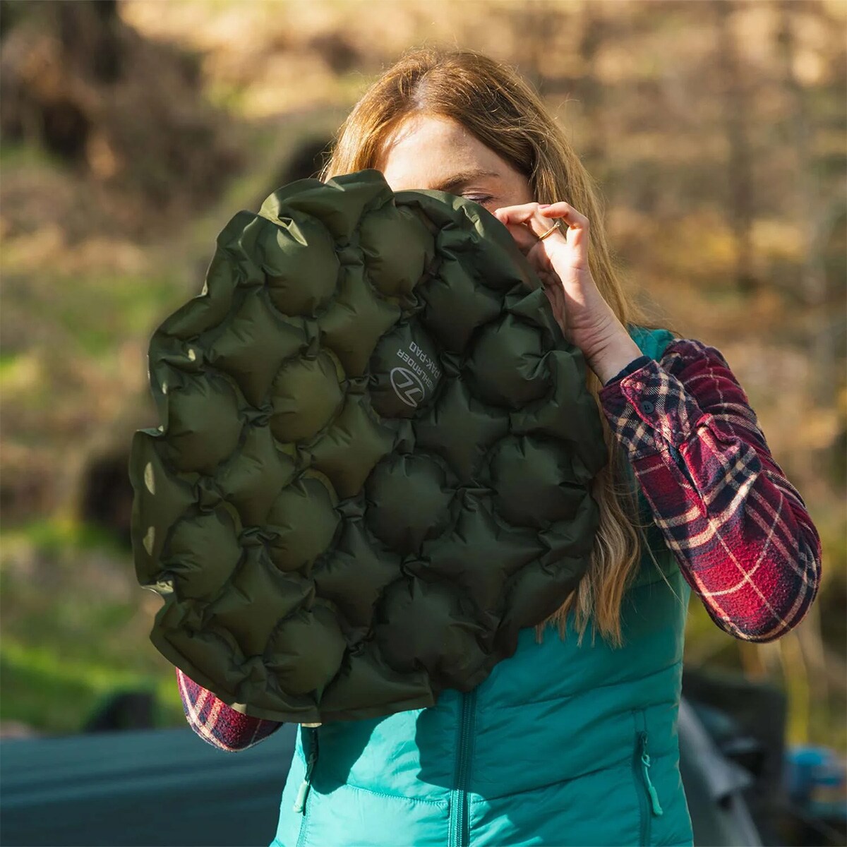 Highlander Outdoor Pak-Pad Inflatable Seat Pad - Olive