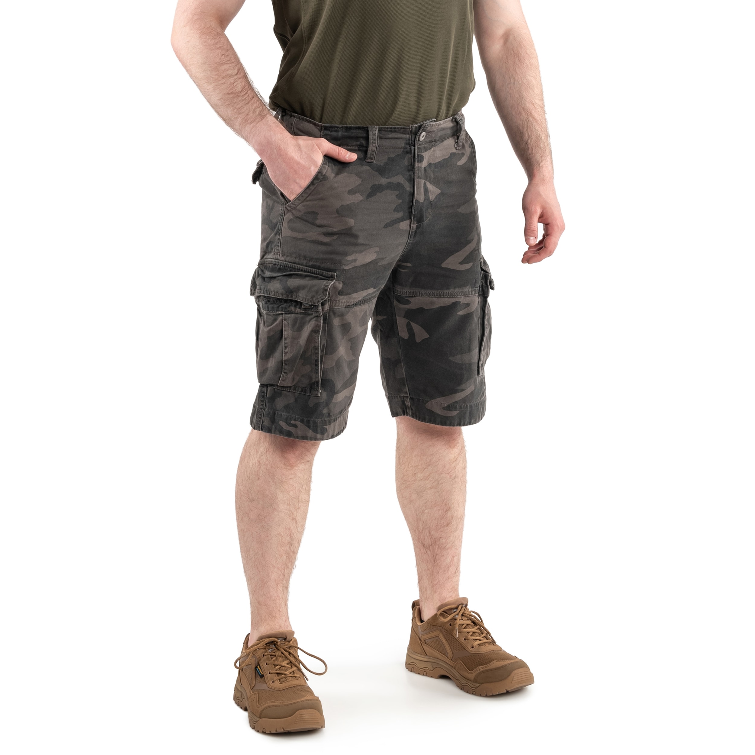 Mil-Tec Vintage Prewash Shorts - Dark Camo