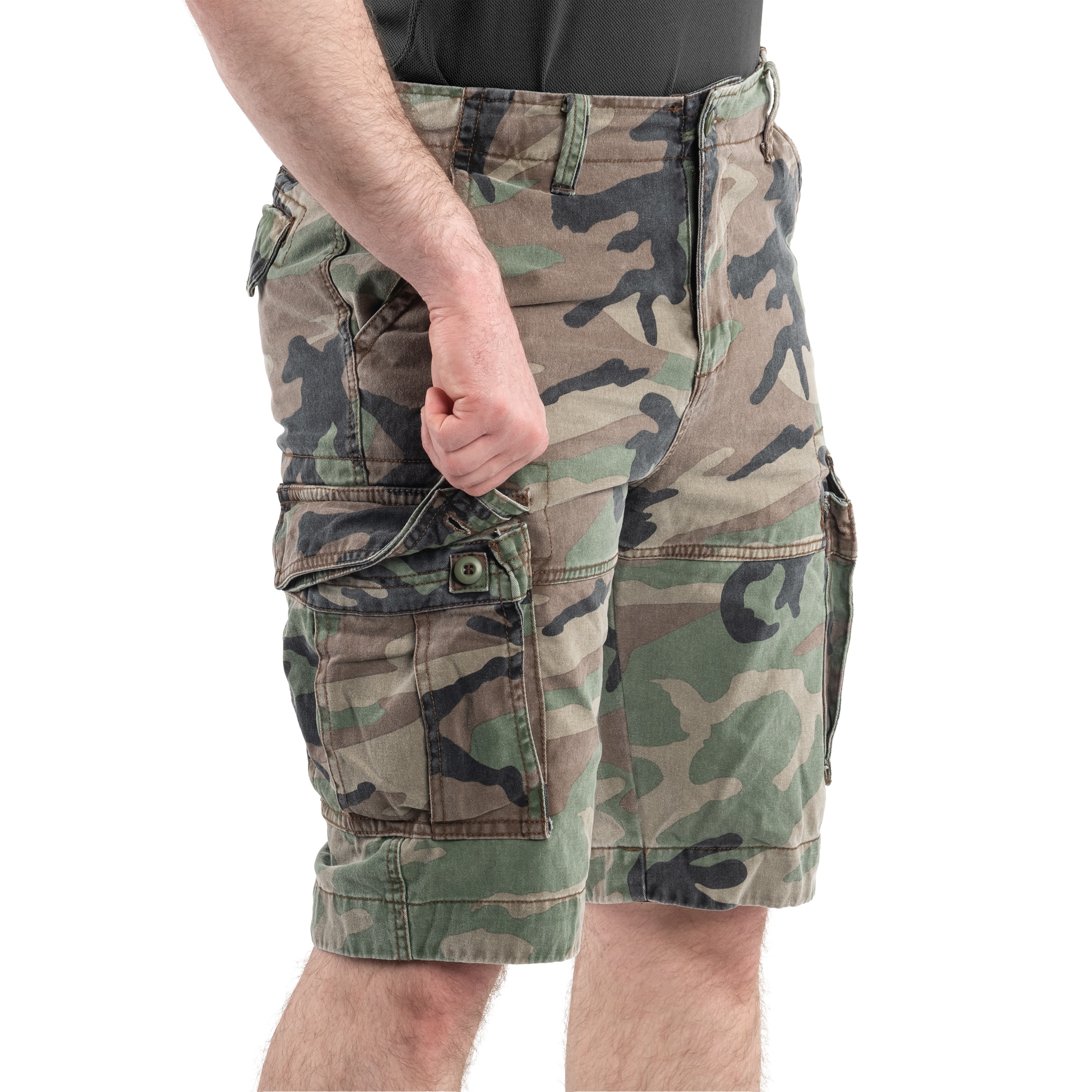 Mil-Tec Vintage Prewash Shorts - Woodland