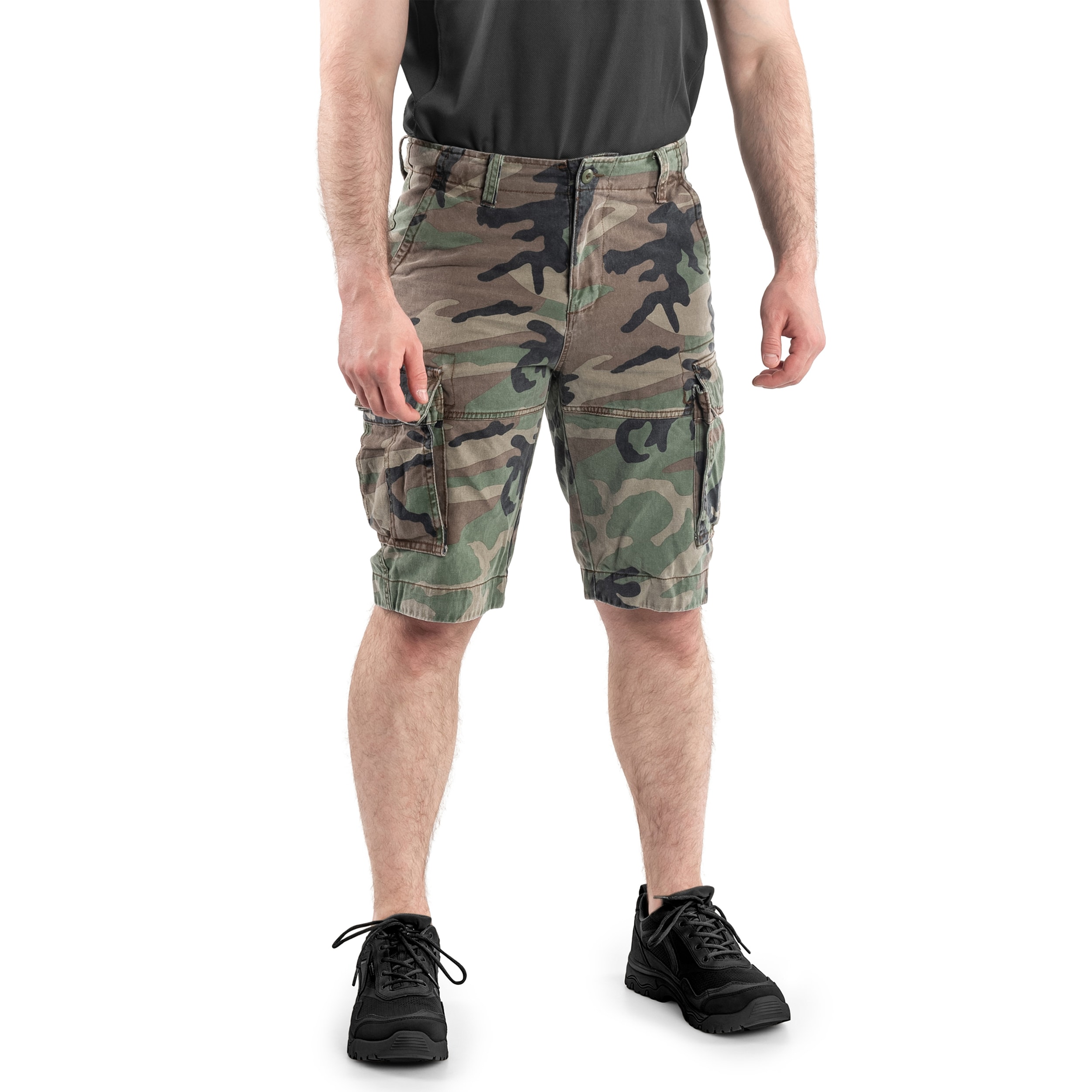 Mil-Tec Vintage Prewash Shorts - Woodland