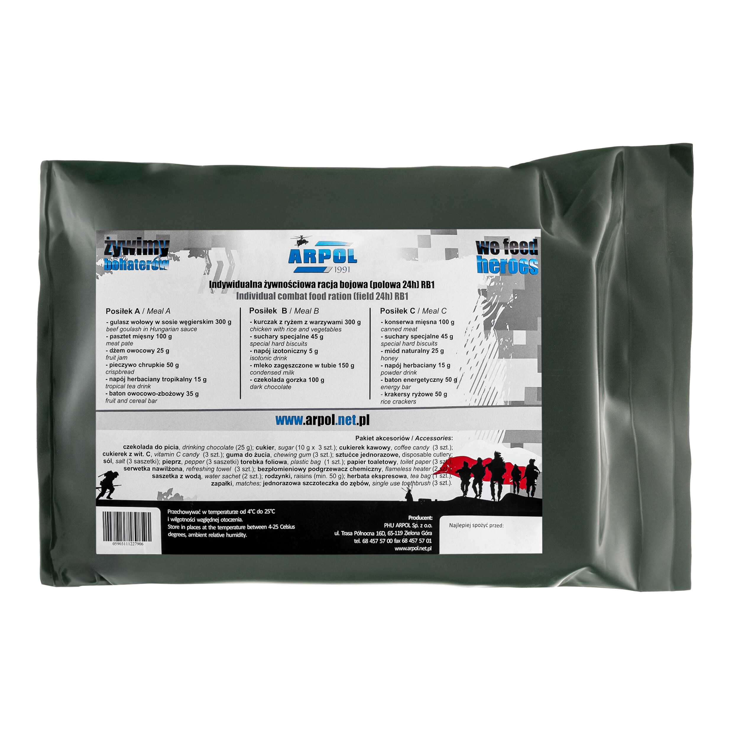 Arpol Combat Food Ration RB1 - Hungarian Goulash, Chicken with Rice