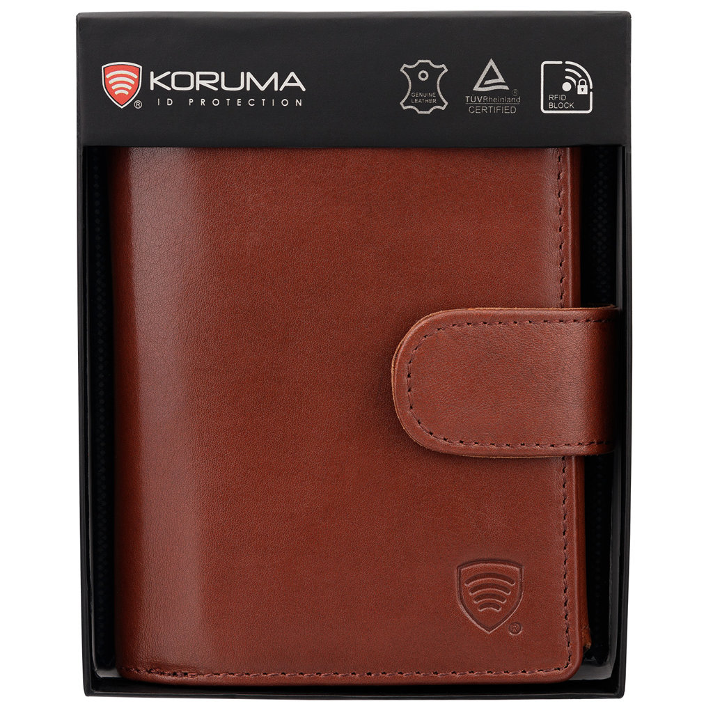 Koruma Smart RFID Block Wallet for cards and coins - Brown