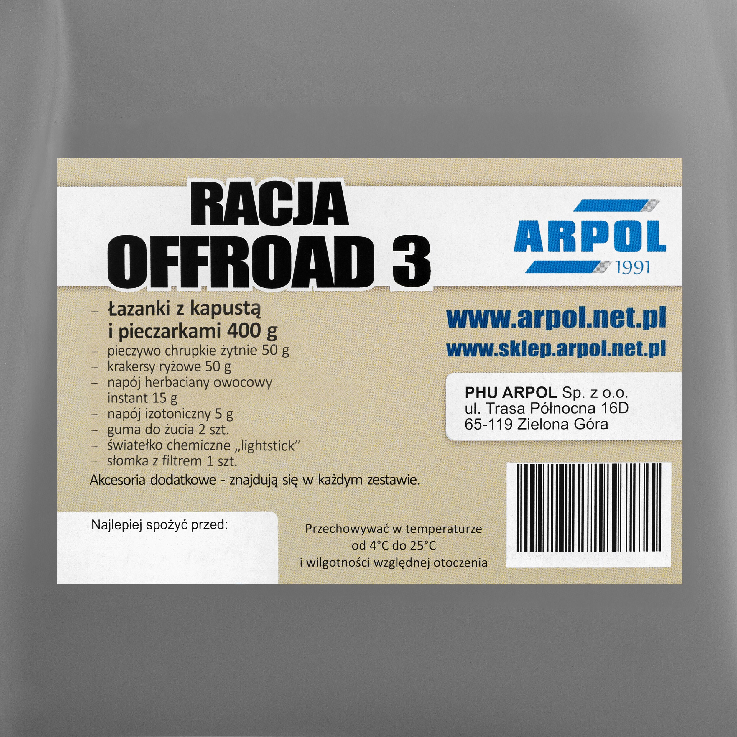 Arpol Offroad 3 food ration - noodles with cabbage and mushrooms