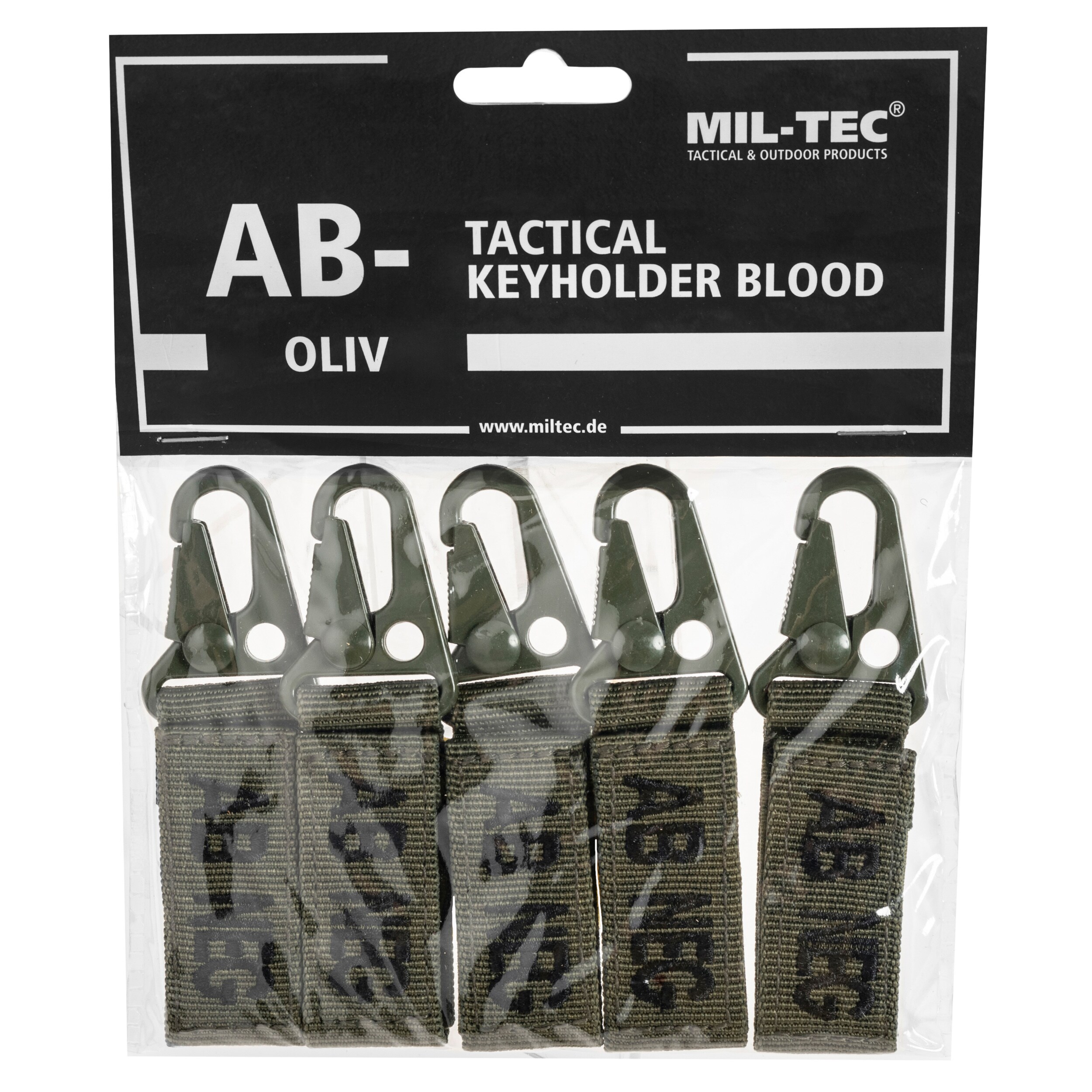 Mil-Tec Keychain Blood Type AB NEG Olive - 5 pcs.