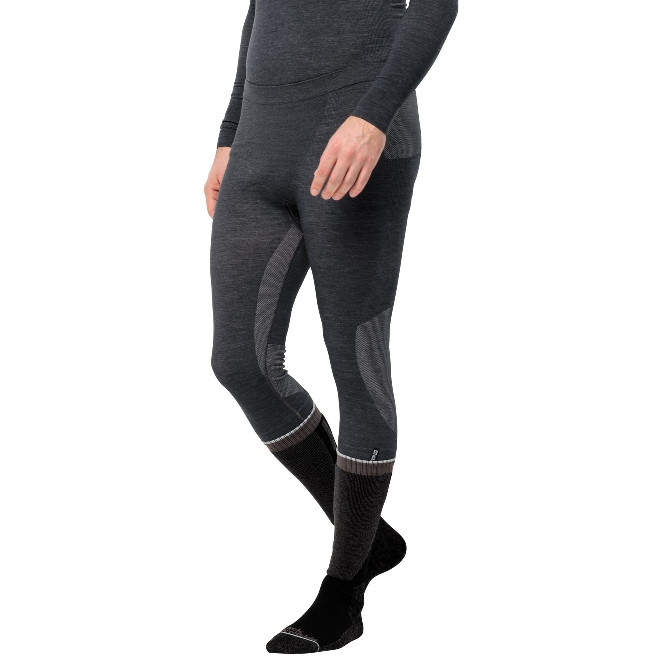 Jack Wolfskin Seamless Wool Pants Men's Thermal Leggings - Phantom
