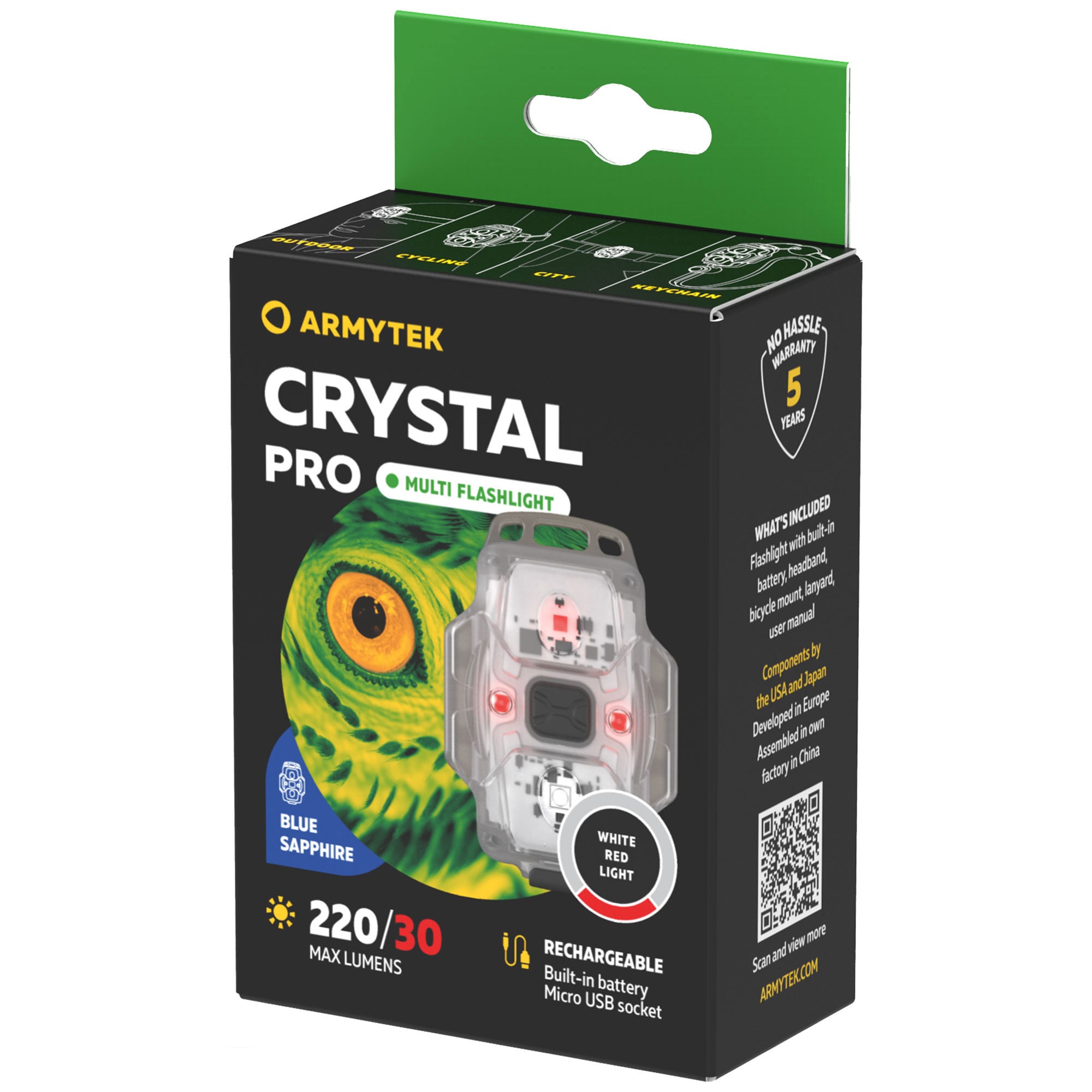 Armytek Crystal Pro WR Blue flashlight - 220 lumens