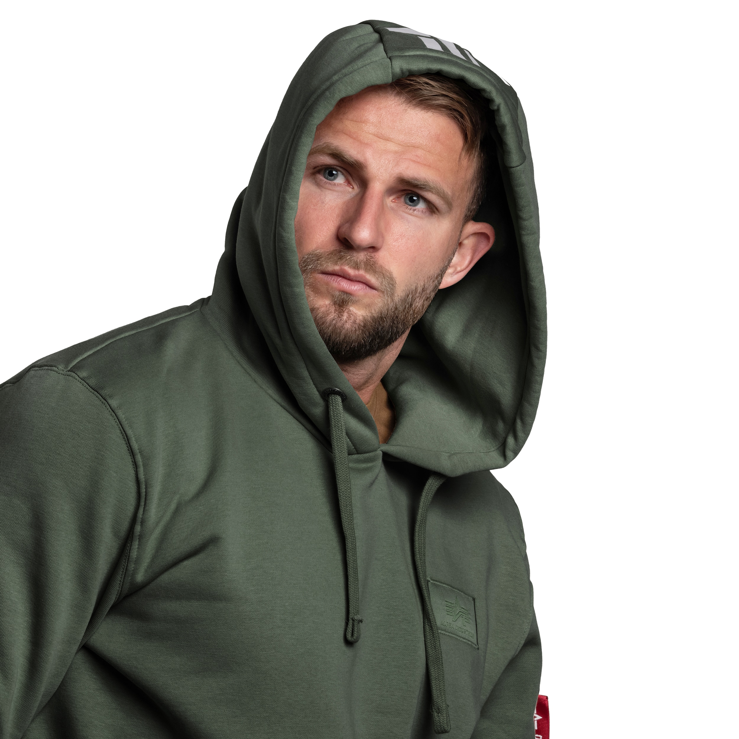 Alpha Industries Back Print Hoody Sweatshirt - Dark Olive