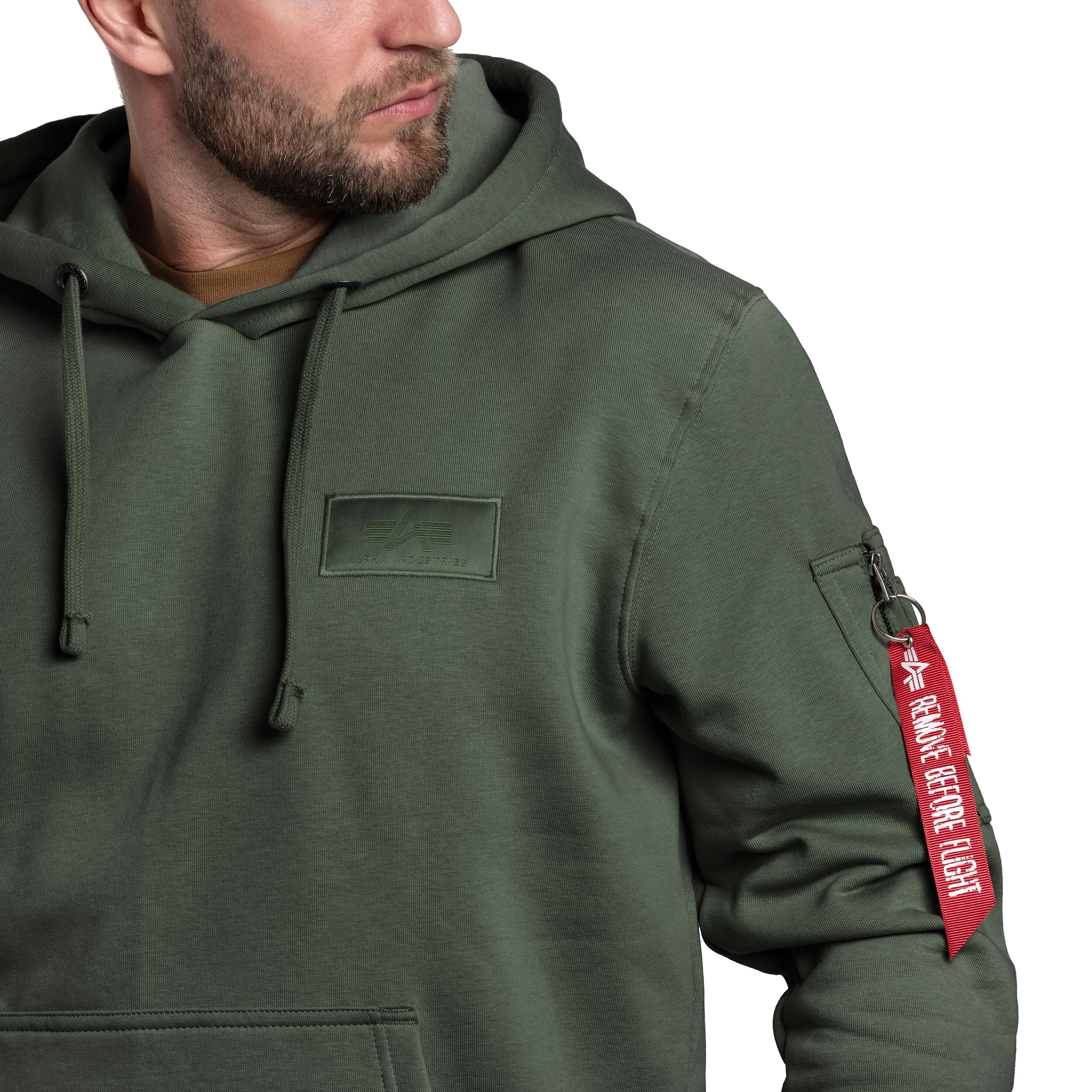 Alpha Industries Back Print Hoody Sweatshirt - Dark Olive