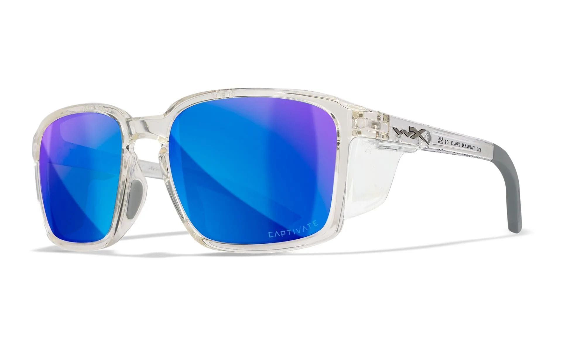 Wiley X Alfa Glasses - Captivate Polarized Blue Mirror/Gloss Clear Crystal